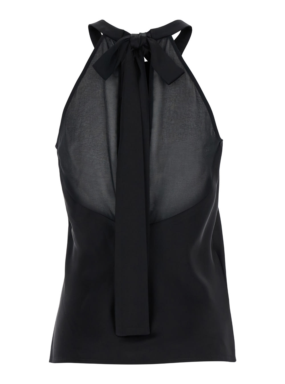 Shop Pinko Black Halter Neck Top In Satin Woman