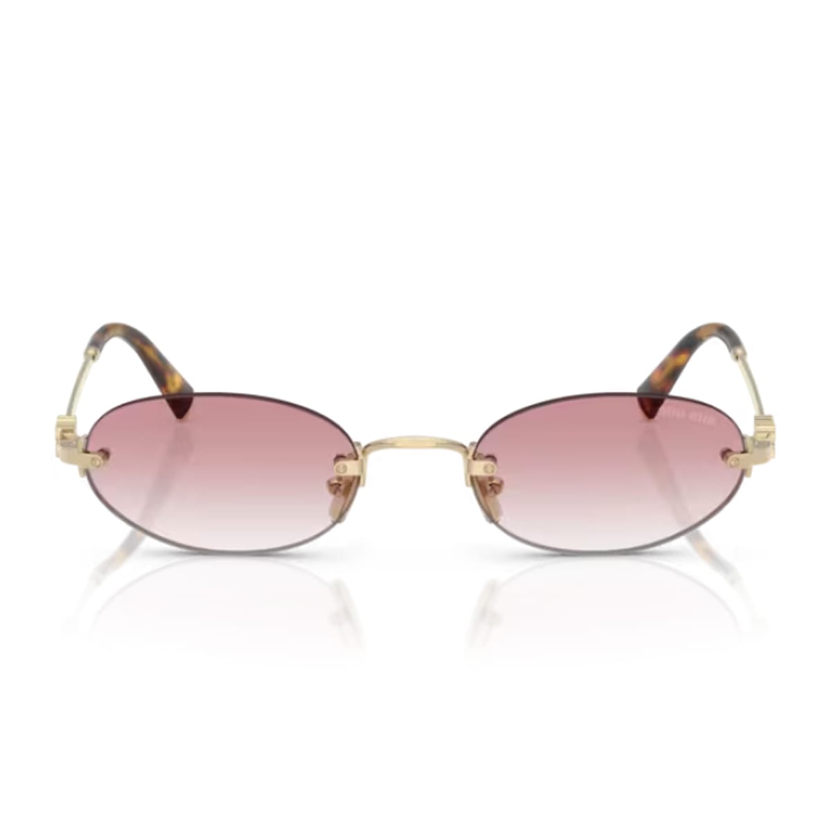 Miu Miu Womens Gold Mu A54s Oval-frame Metal Sunglasses In Neutral