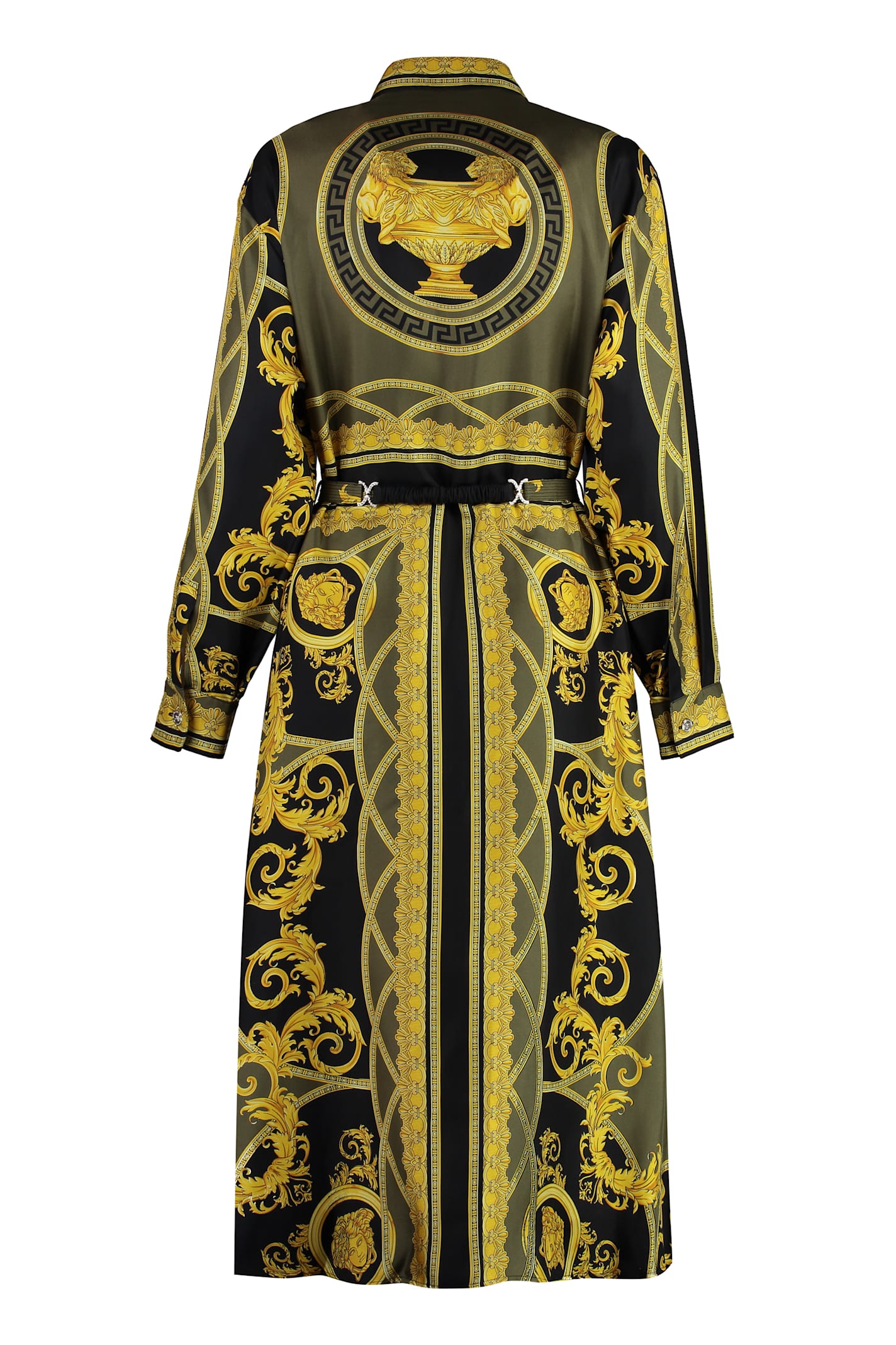 Shop Versace Printed Shirtdress In Black