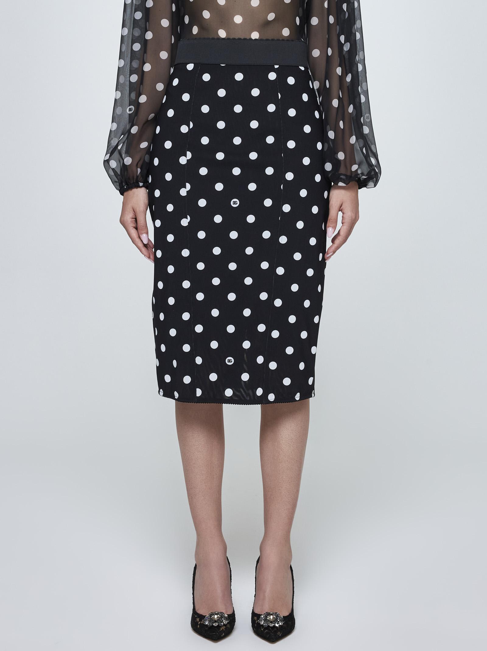 Shop Dolce & Gabbana Polka Dot Print Pencil Skirt