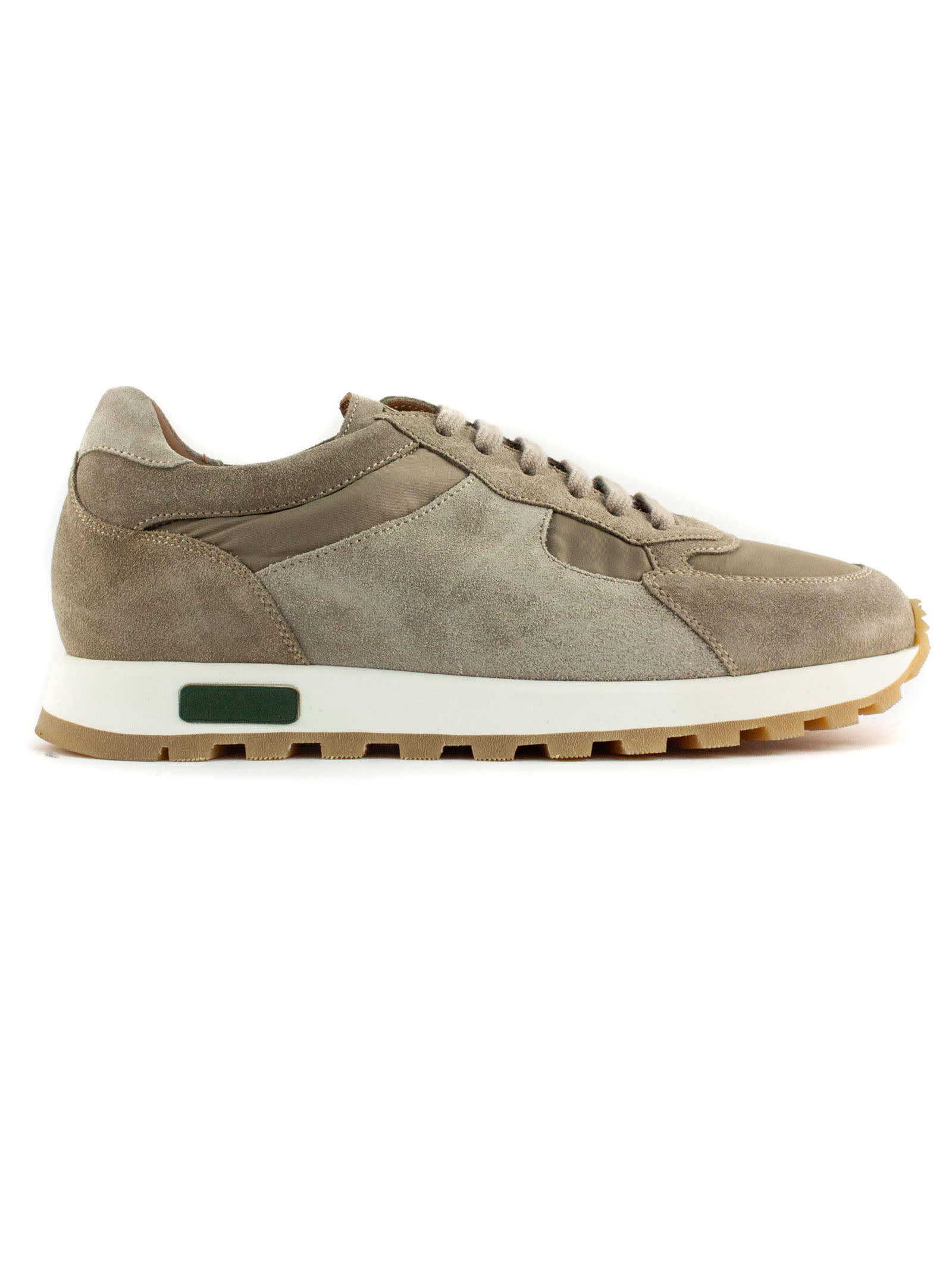 Green George Beige Suede And Nylon Sneakers