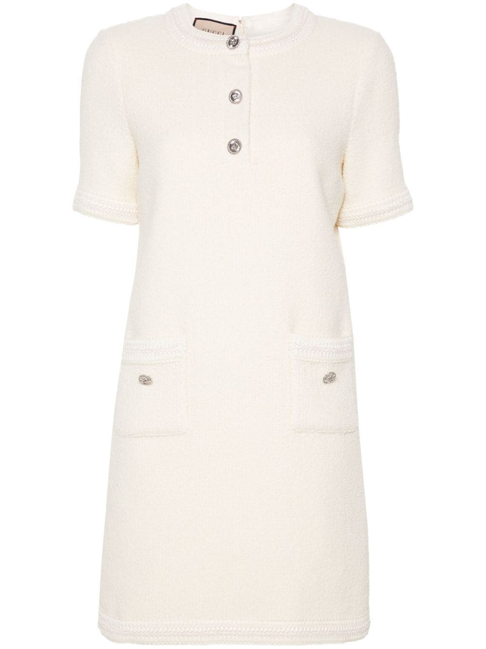 Gucci Wool Tweed Dress In White
