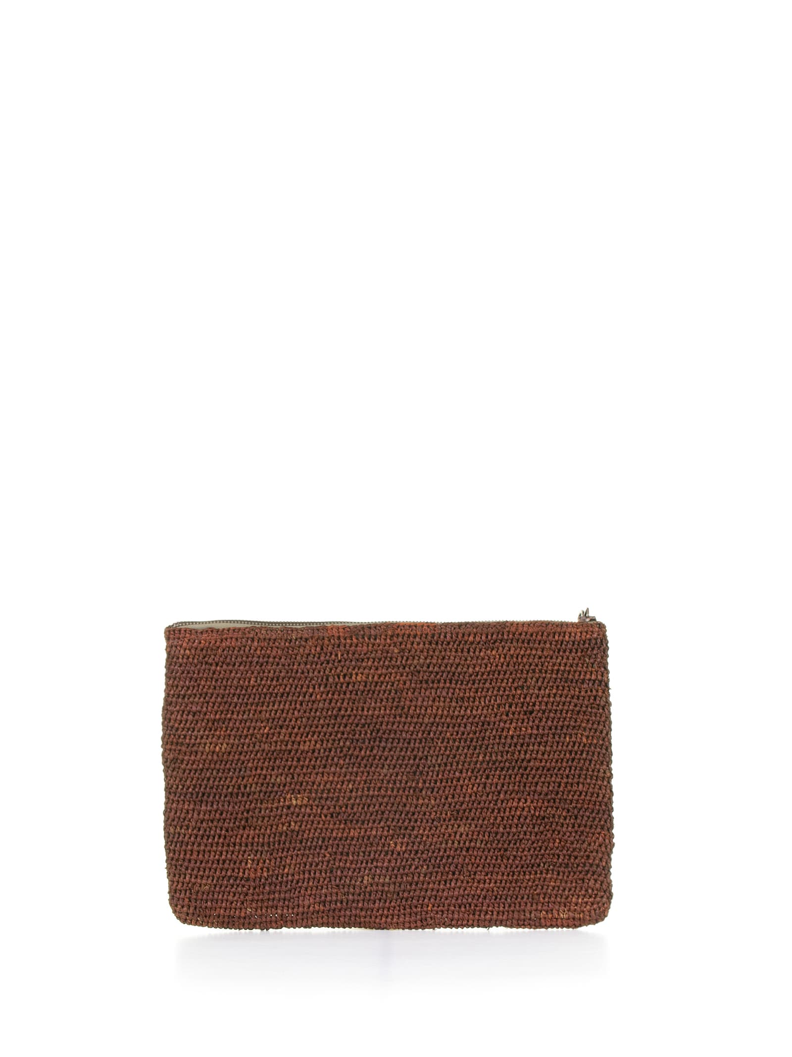 Ampy Clutch Bag In Brown Raffia