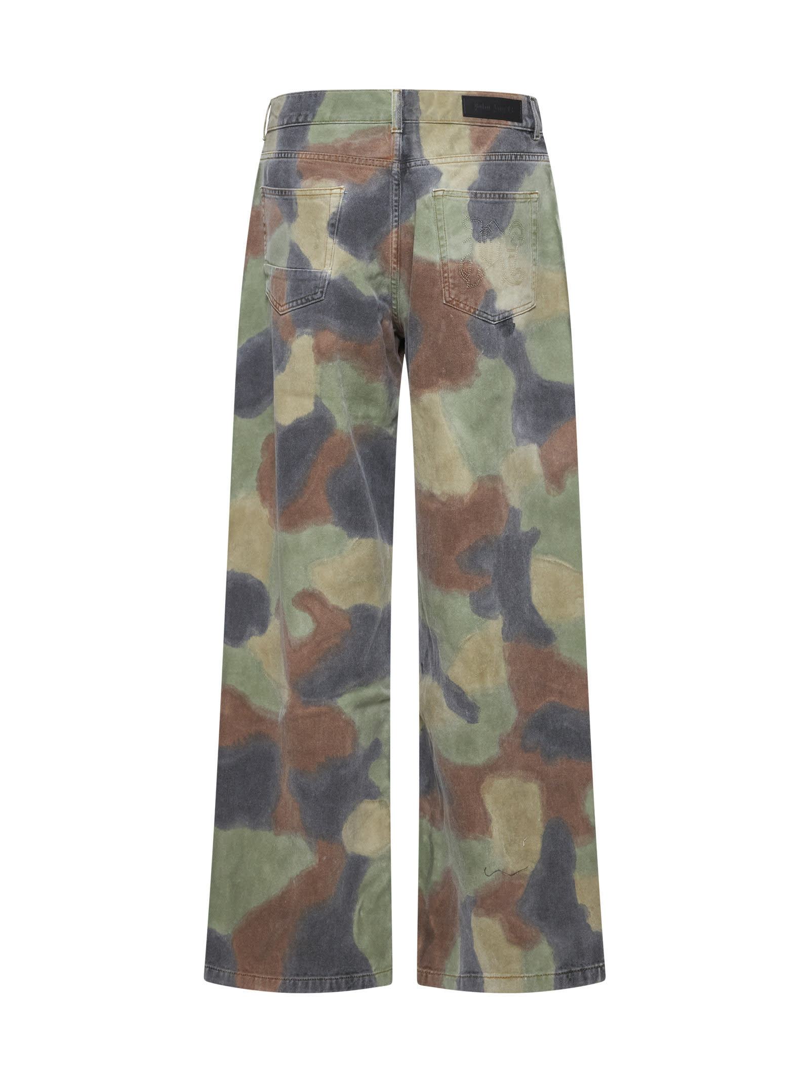 Shop Palm Angels Jeans In Military Grey