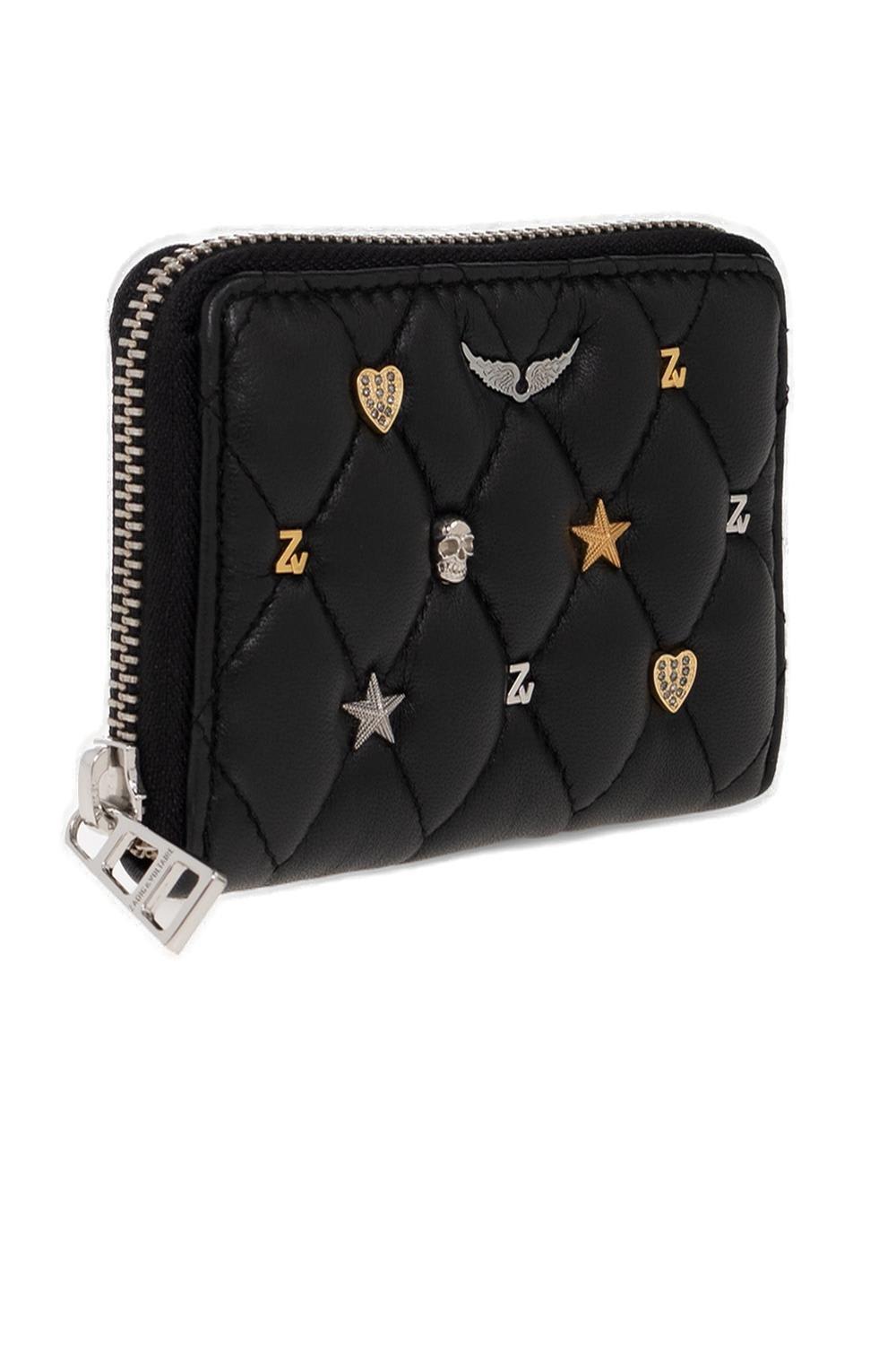Shop Zadig &amp; Voltaire Studded Mini Coin Purse In Black