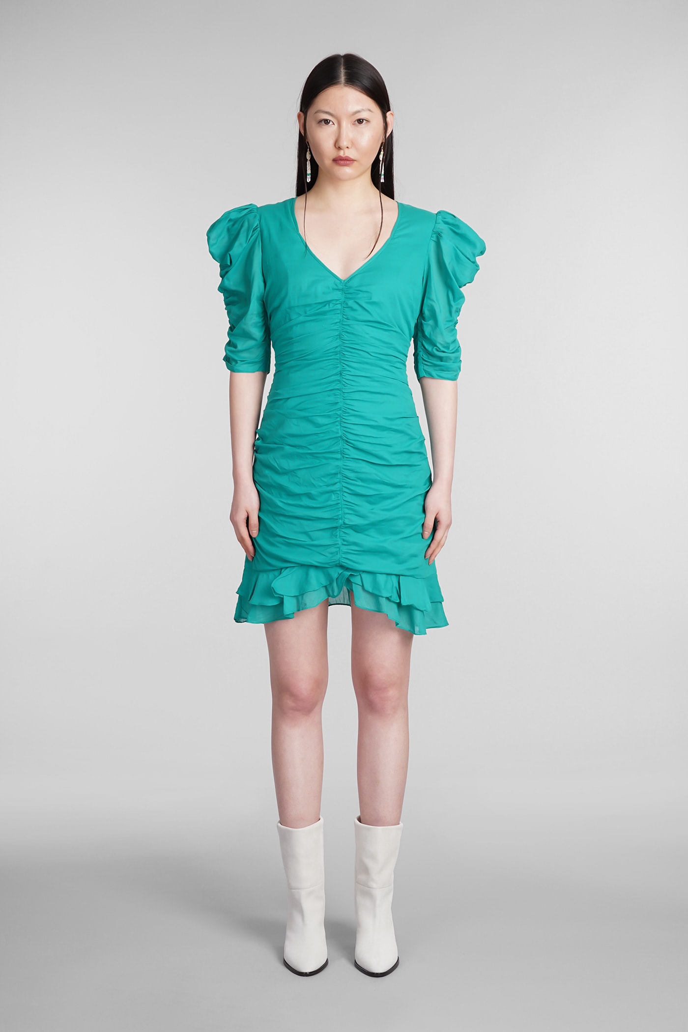 Shop Marant Etoile Sireny Dress In Green Cotton