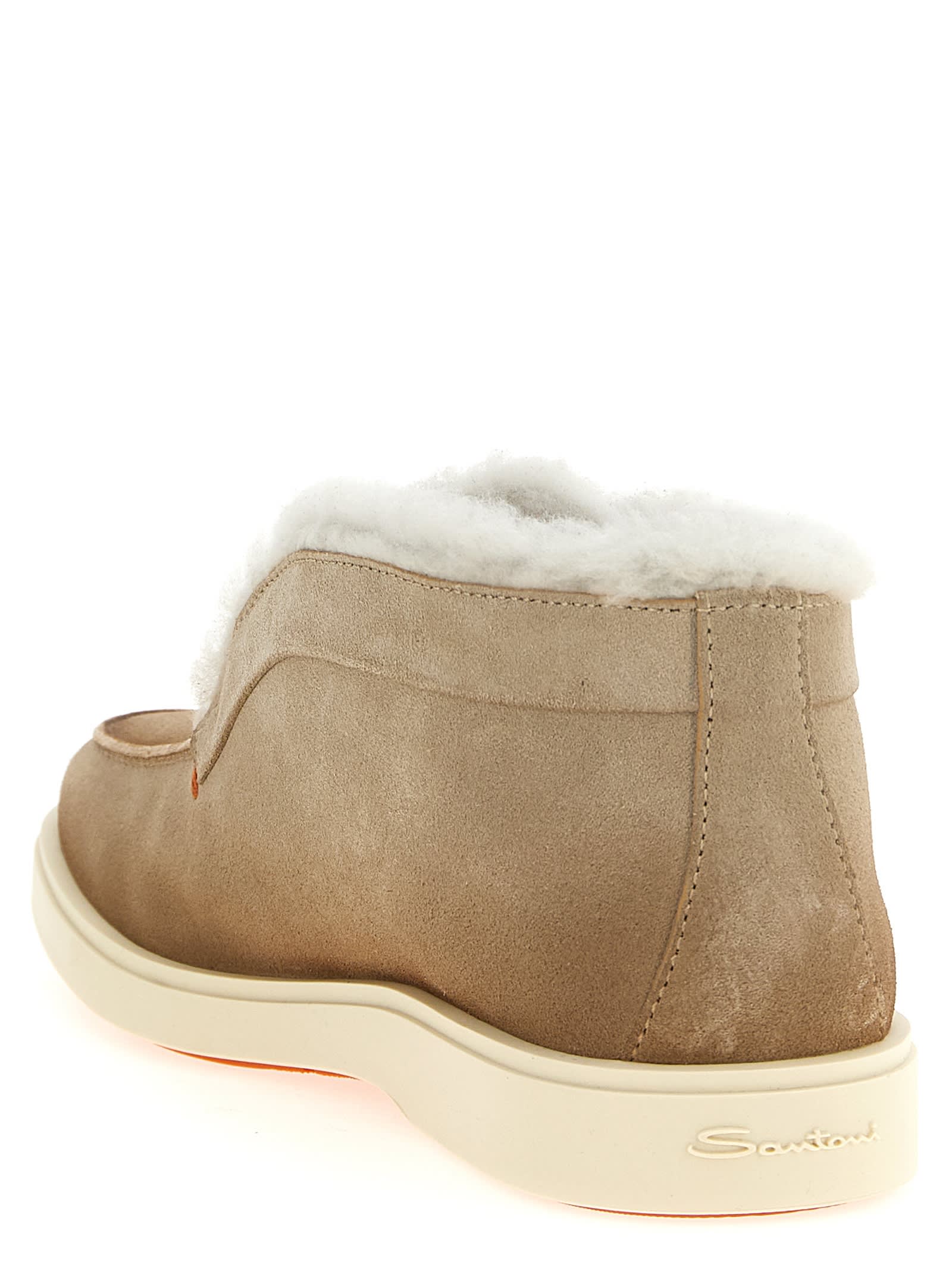 Santoni Suede Slip-on Boots In Brown
