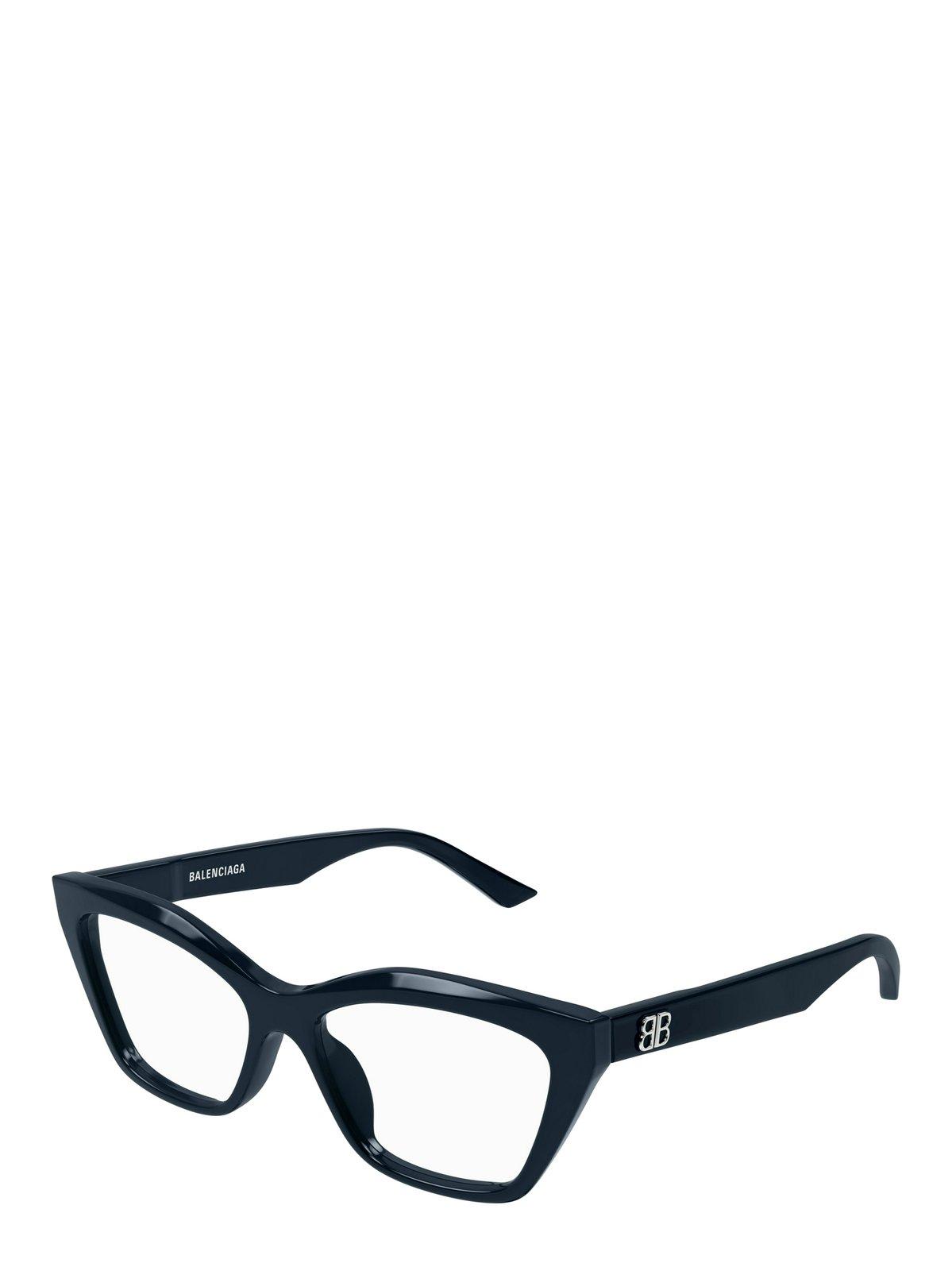 Shop Balenciaga Cat-eye Frame Glasses In 008 Blue Blue Transparent