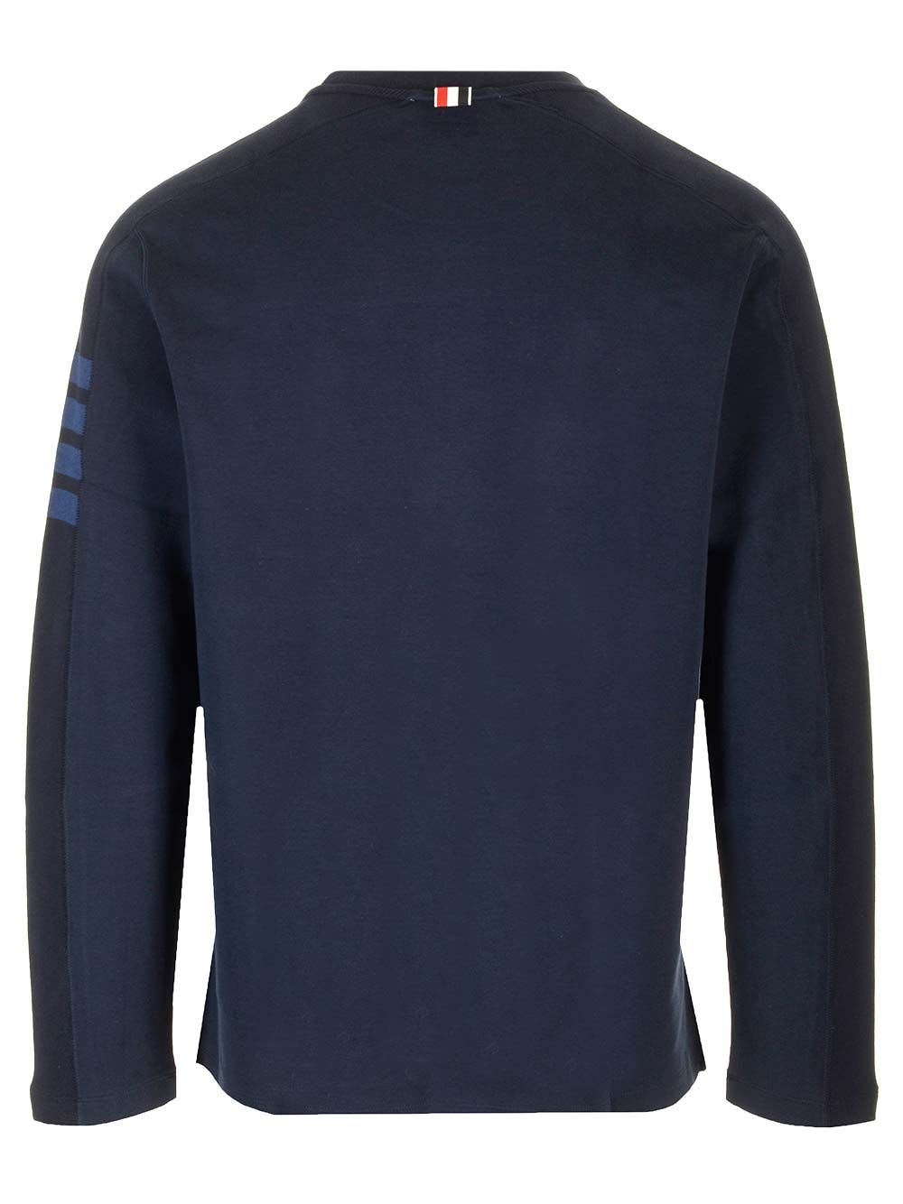 Shop Thom Browne 4-bar Long Sleeve T-shirt In Blue