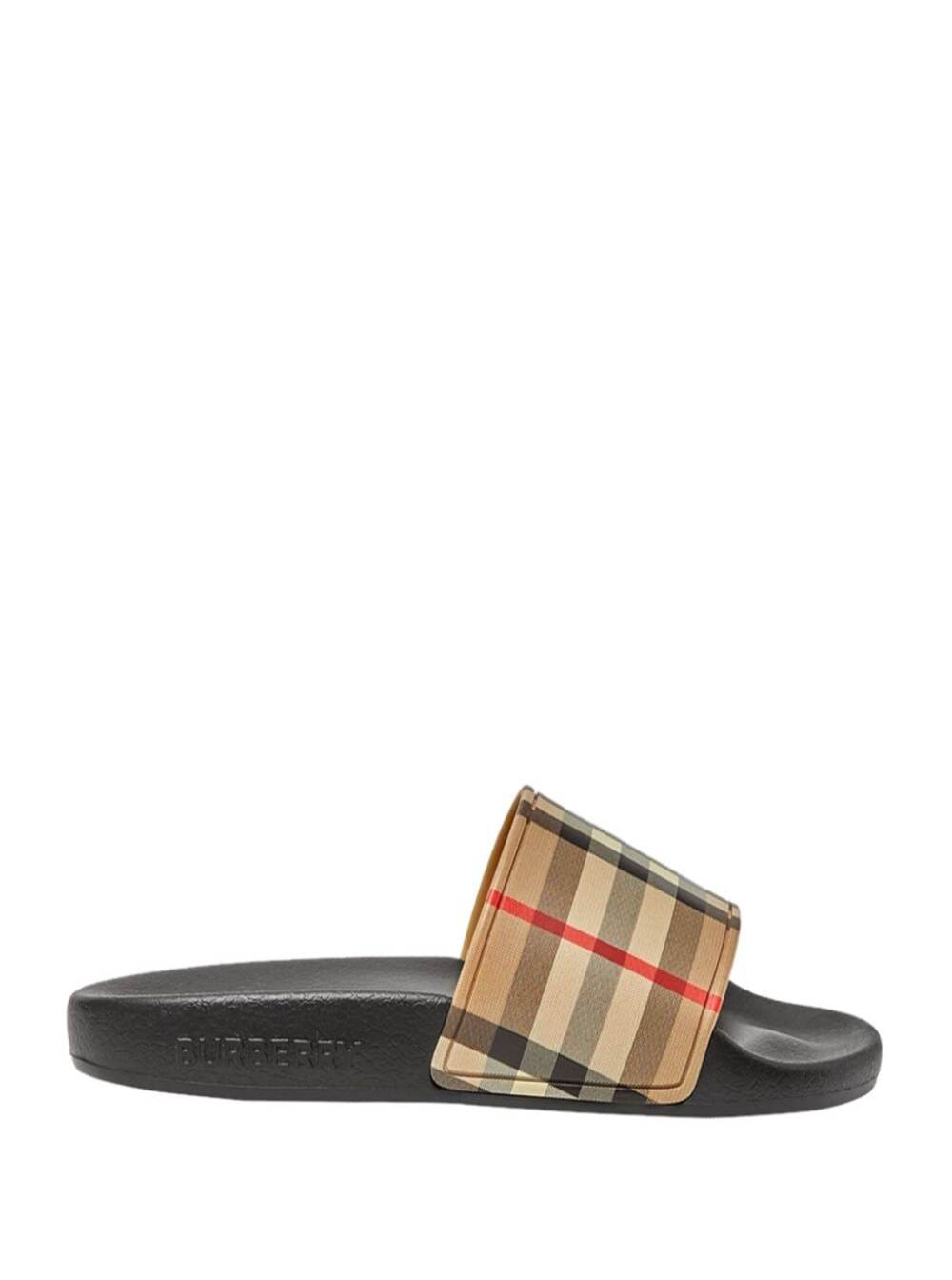 Burberry Boy Rubber Beige Slipper With Vintage Check Print