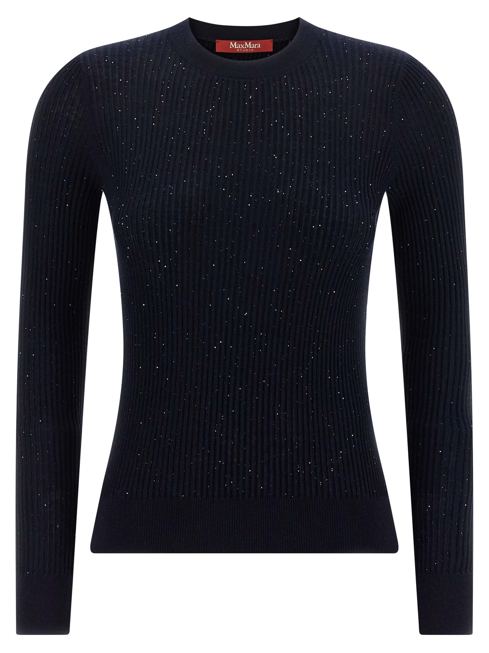 Max Mara Wool And Silk Sweater With Sequins In Black
