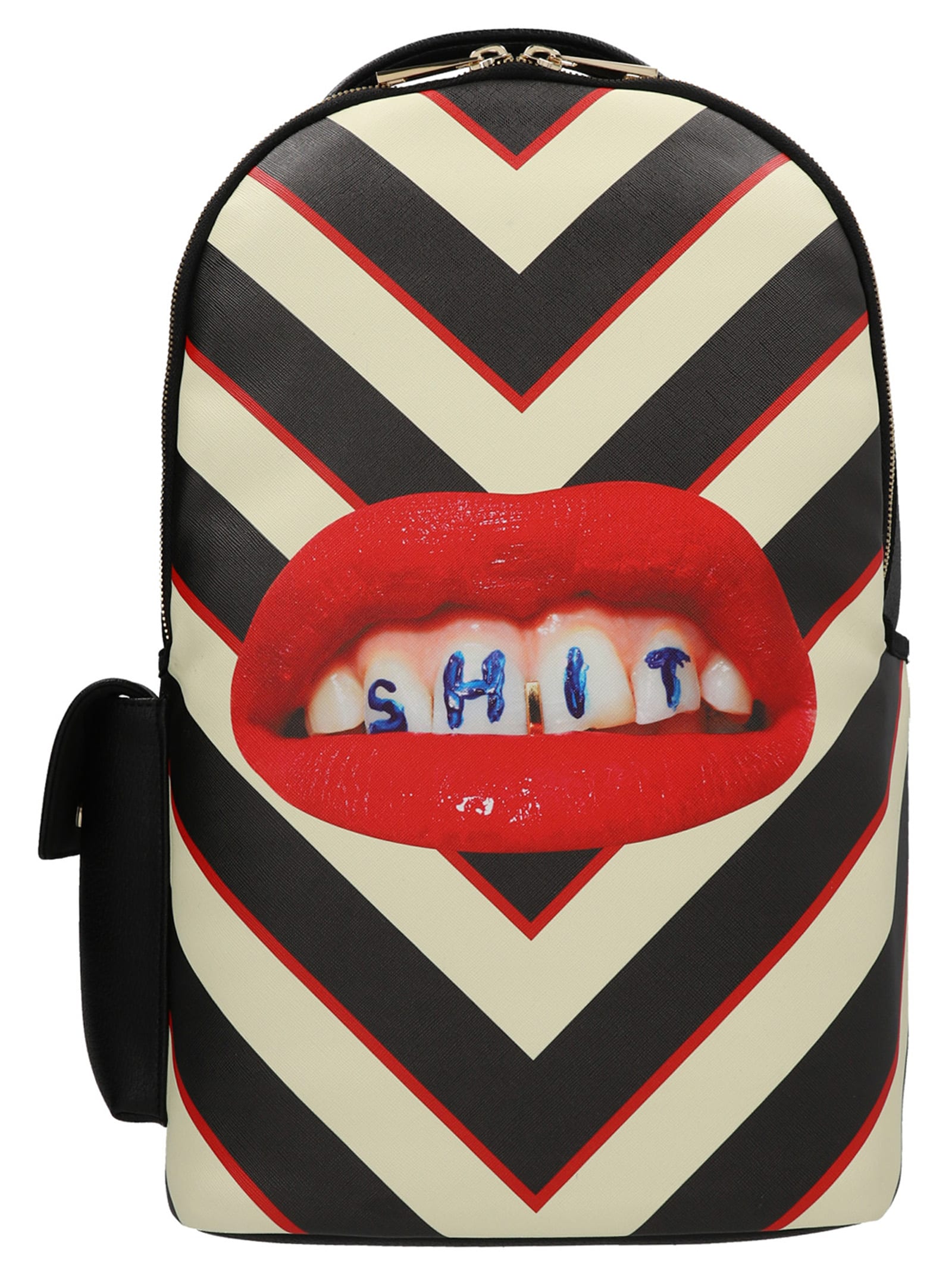 Shop Seletti Lipstick Black Septic X Toiletpaper Backpack In White/black