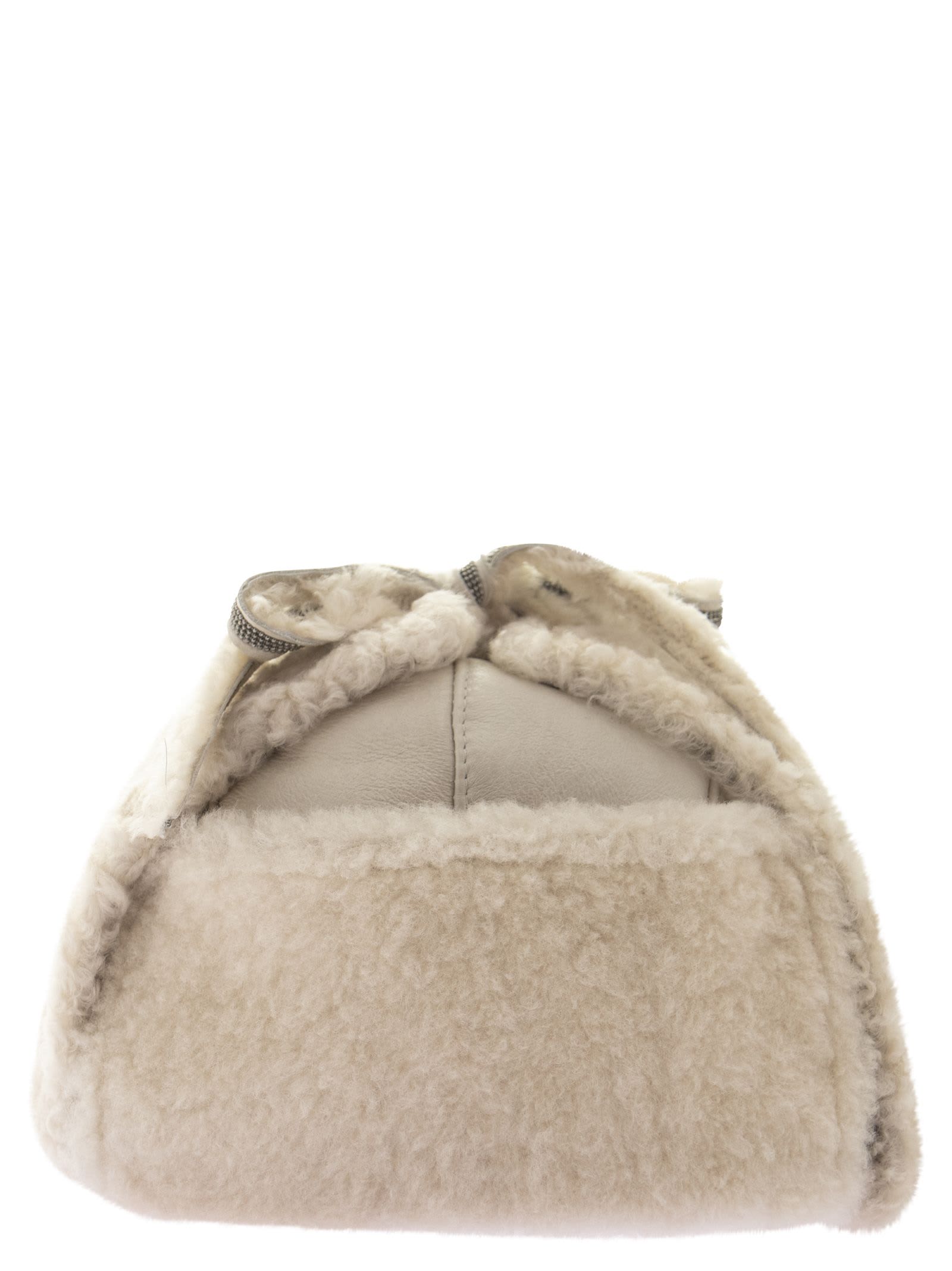 Brunello Cucinelli Lux Shearling Aviator Hat With Jewellery