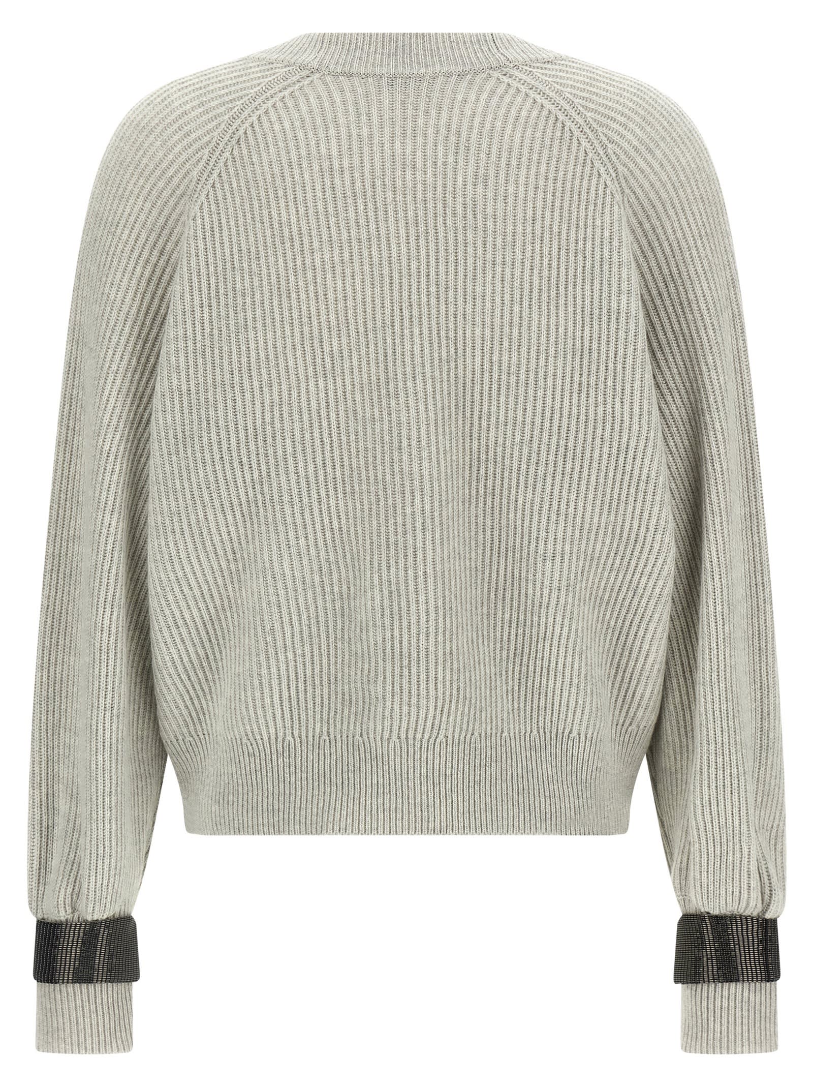 Brunello Cucinelli Monile Cuff Cardigan In Gray