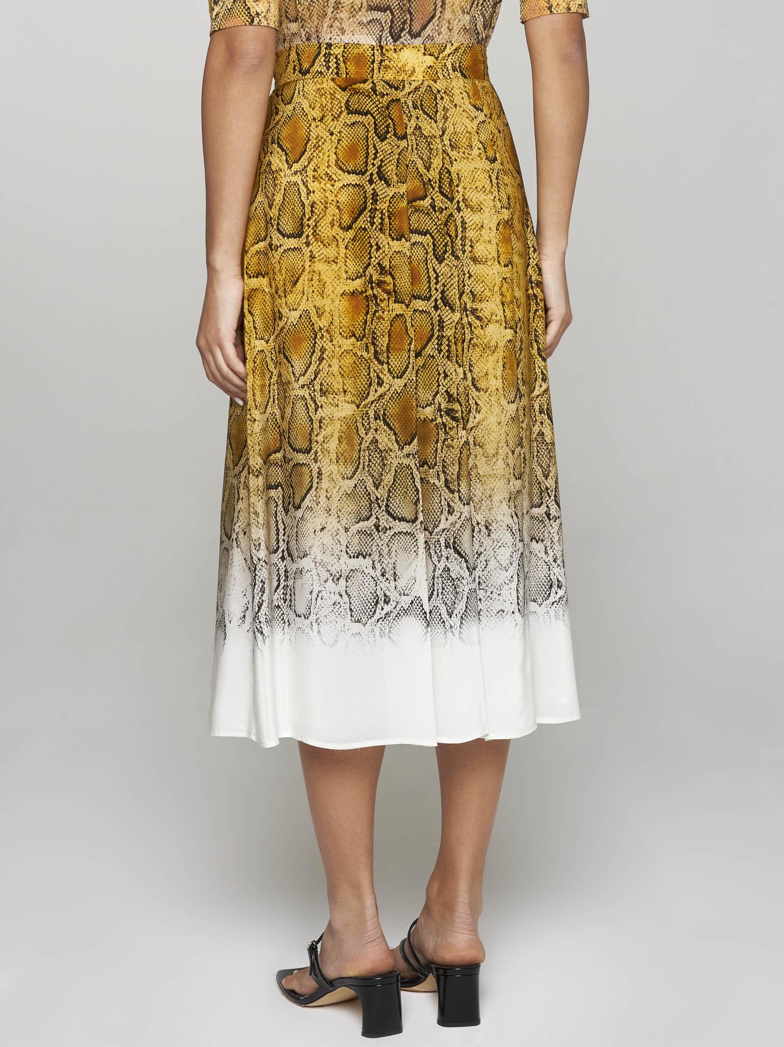 Shop Max Mara Orche Print Silk Skirt In Yellow