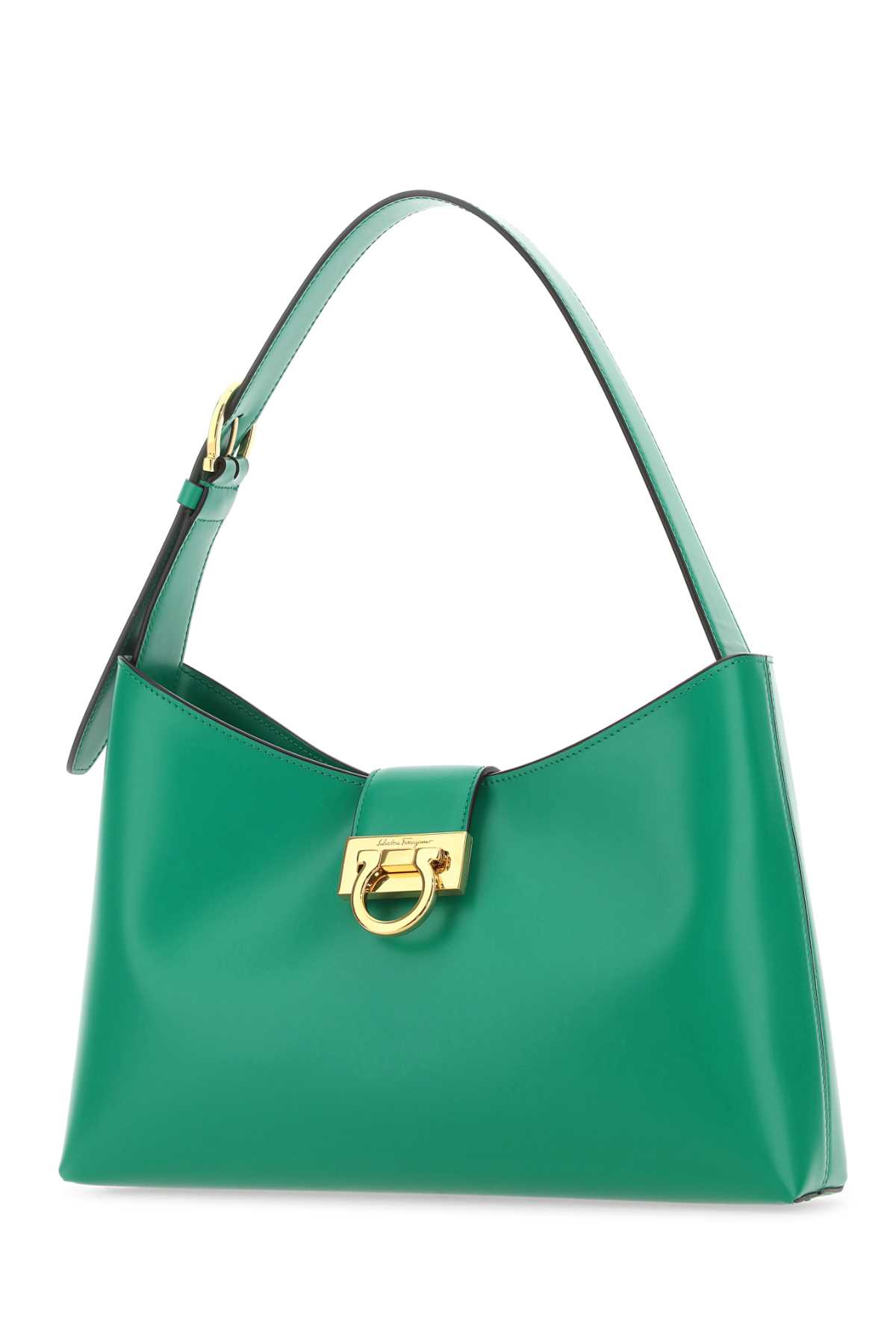 Shop Ferragamo Emerald Green Leather Trifolio Shoulder Bag In Smeraldo