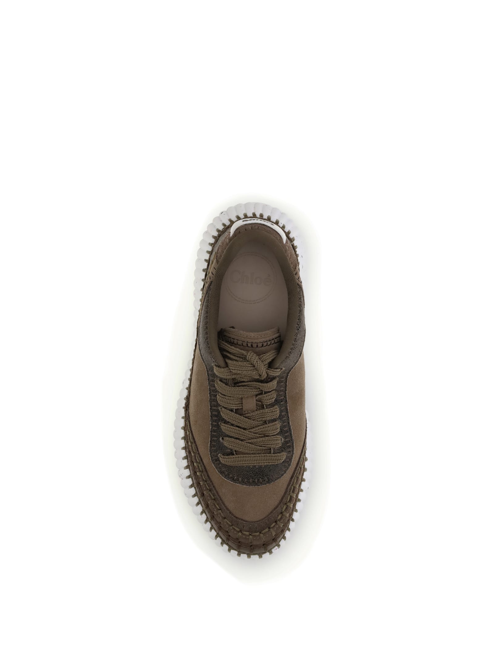 Chloé Nama Mixed Leather Low-top Platform Sneakers In Brown