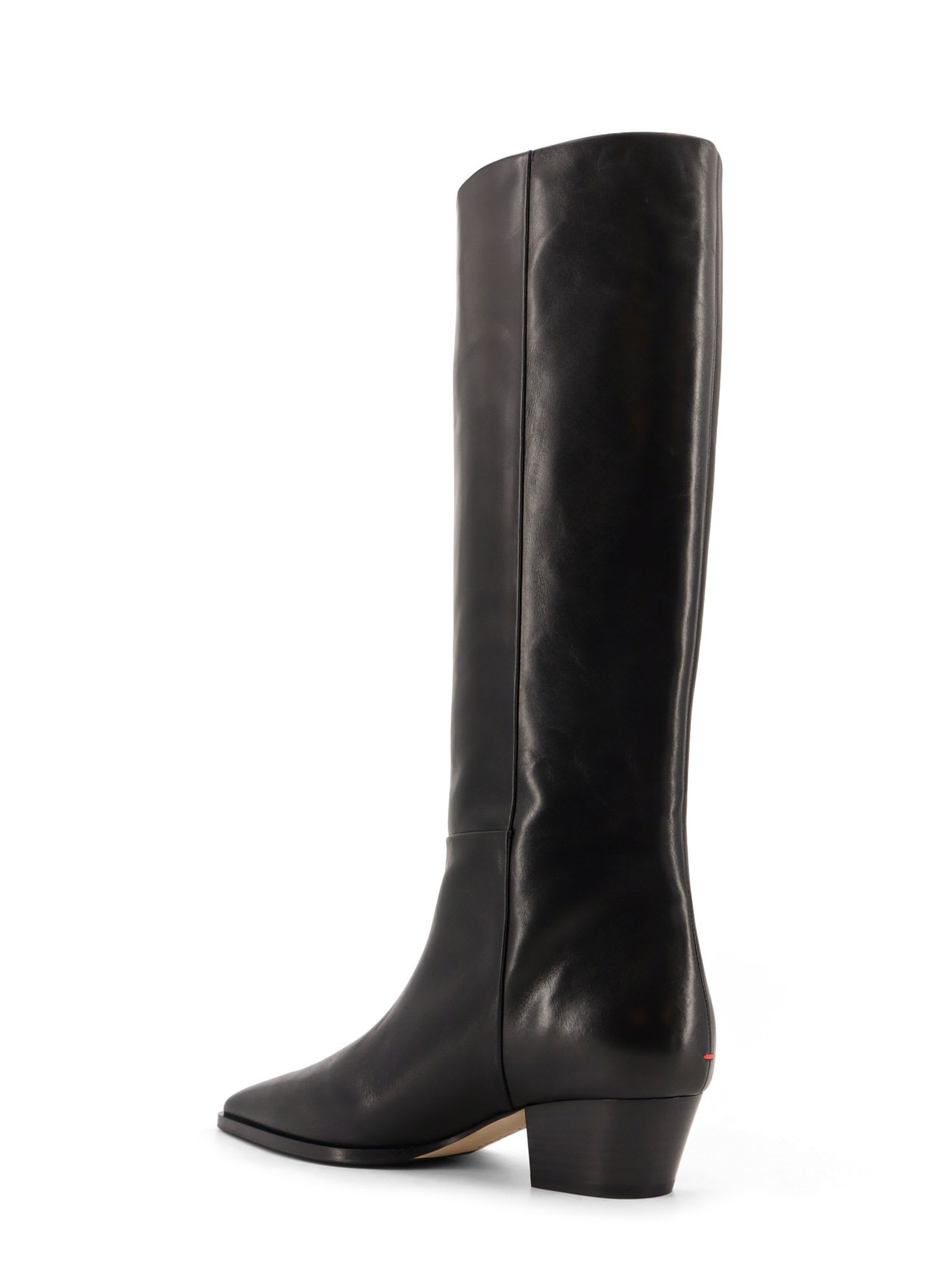 Aeyde Knee-high Leather Block Heel Boot In Black