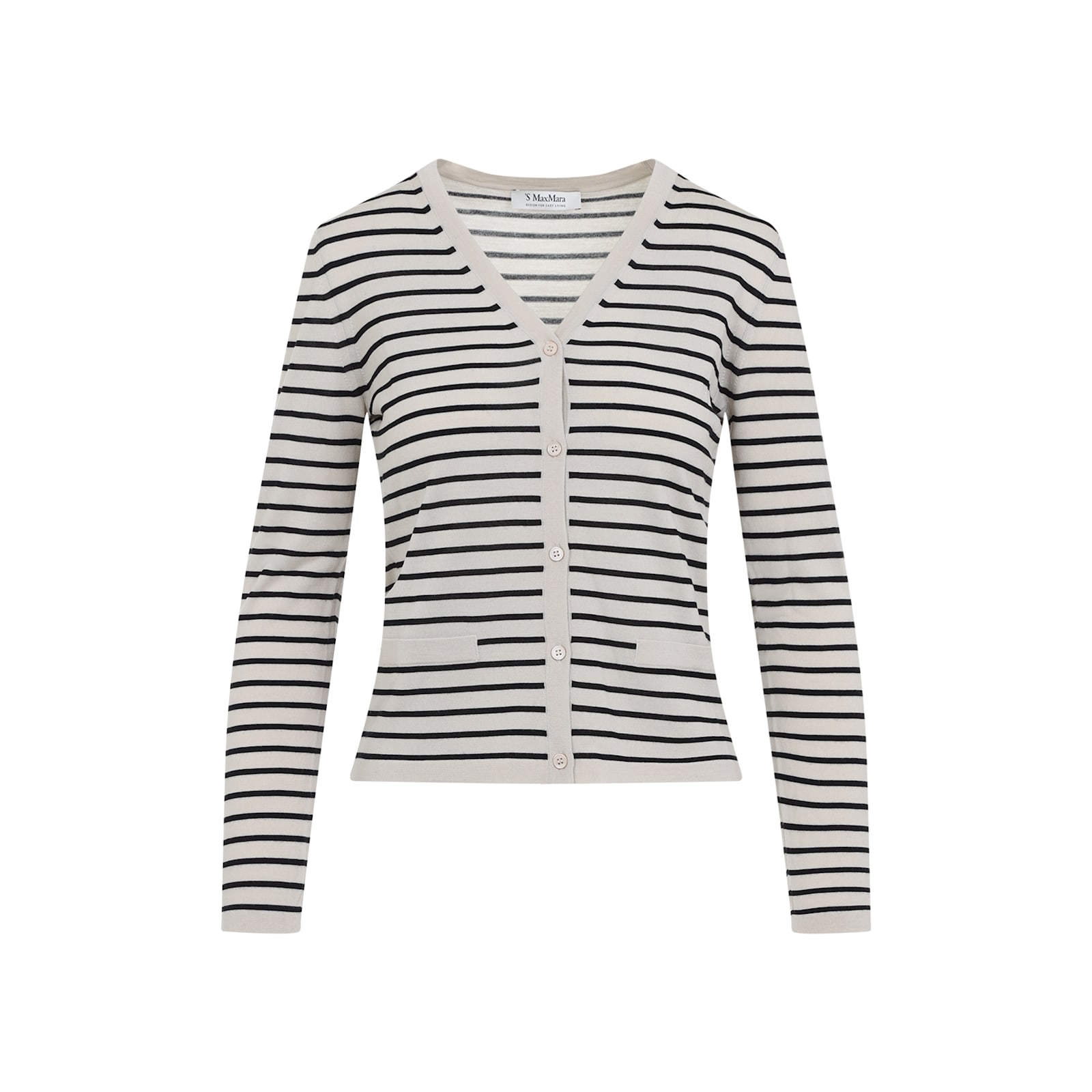 Shop 's Max Mara Kenya Stripe Cardigan In Riga Ecru Nero