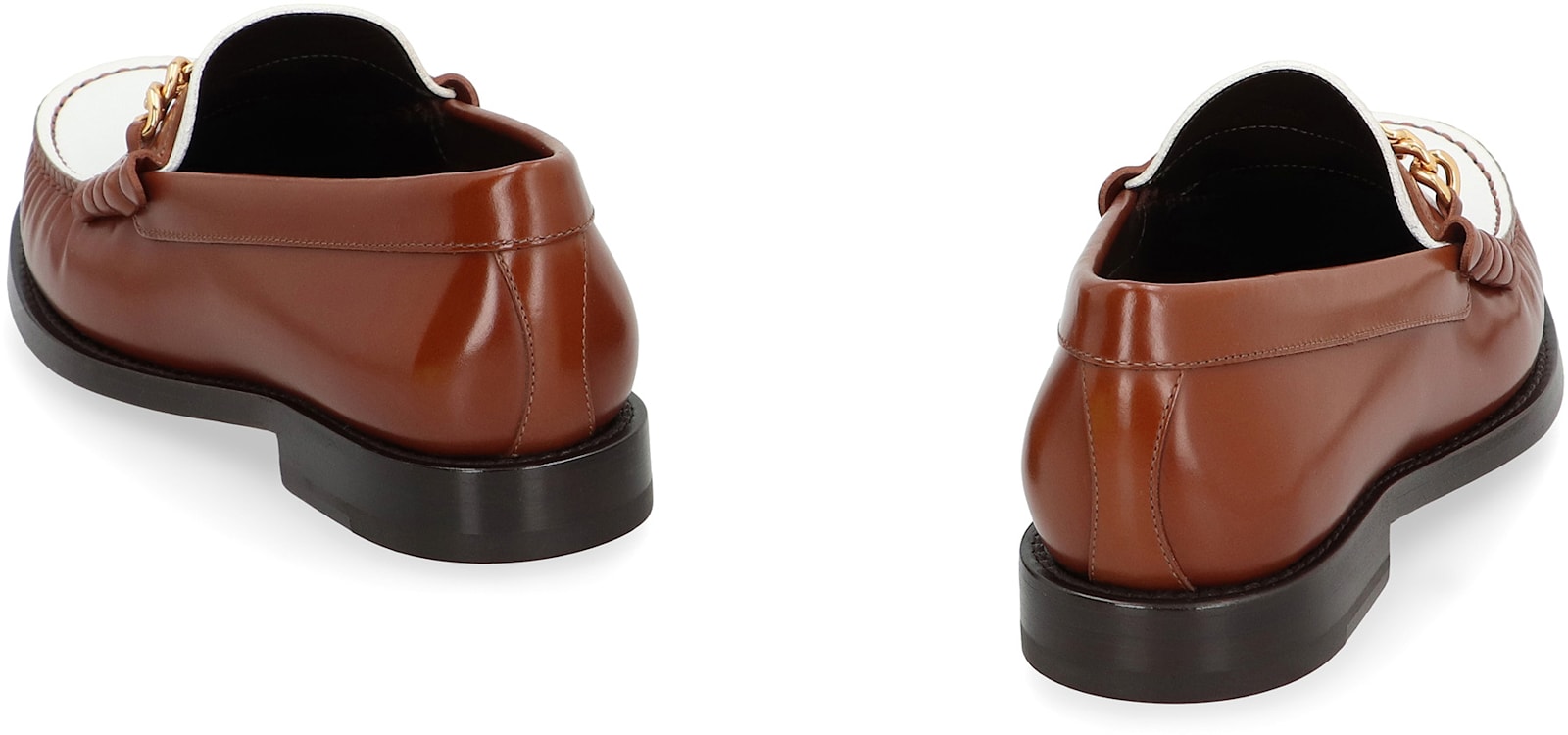 Celine Luco Leather Loafers In Brown