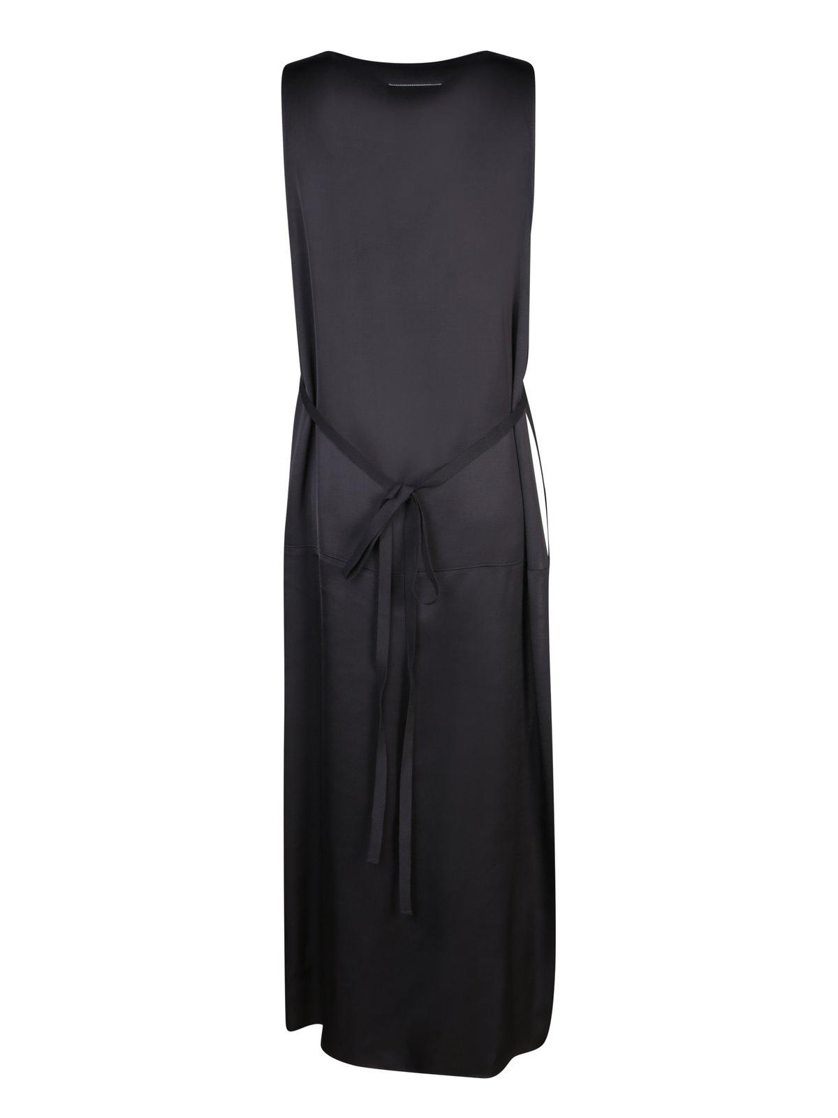 Shop Mm6 Maison Margiela Side-slit Sleeveless Midi Dress In Black