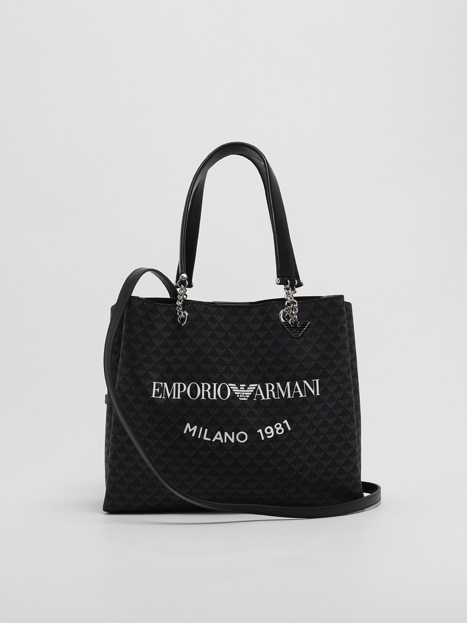 Shop Emporio Armani Pvc Shopping Bag In Nero-bianco