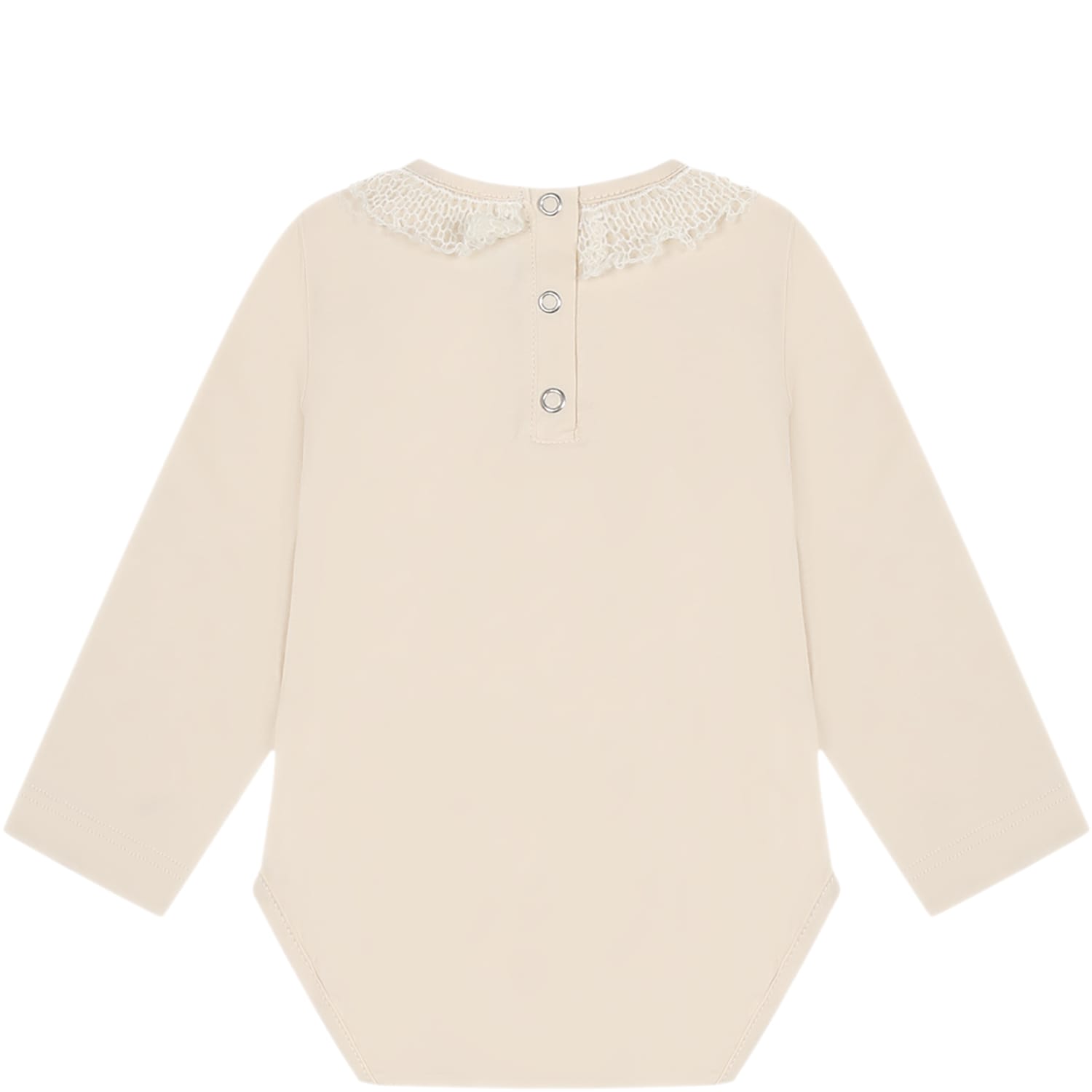 Shop Caffe' D'orzo Ivory Body For Baby Girl With Ruffles In Cream Colour