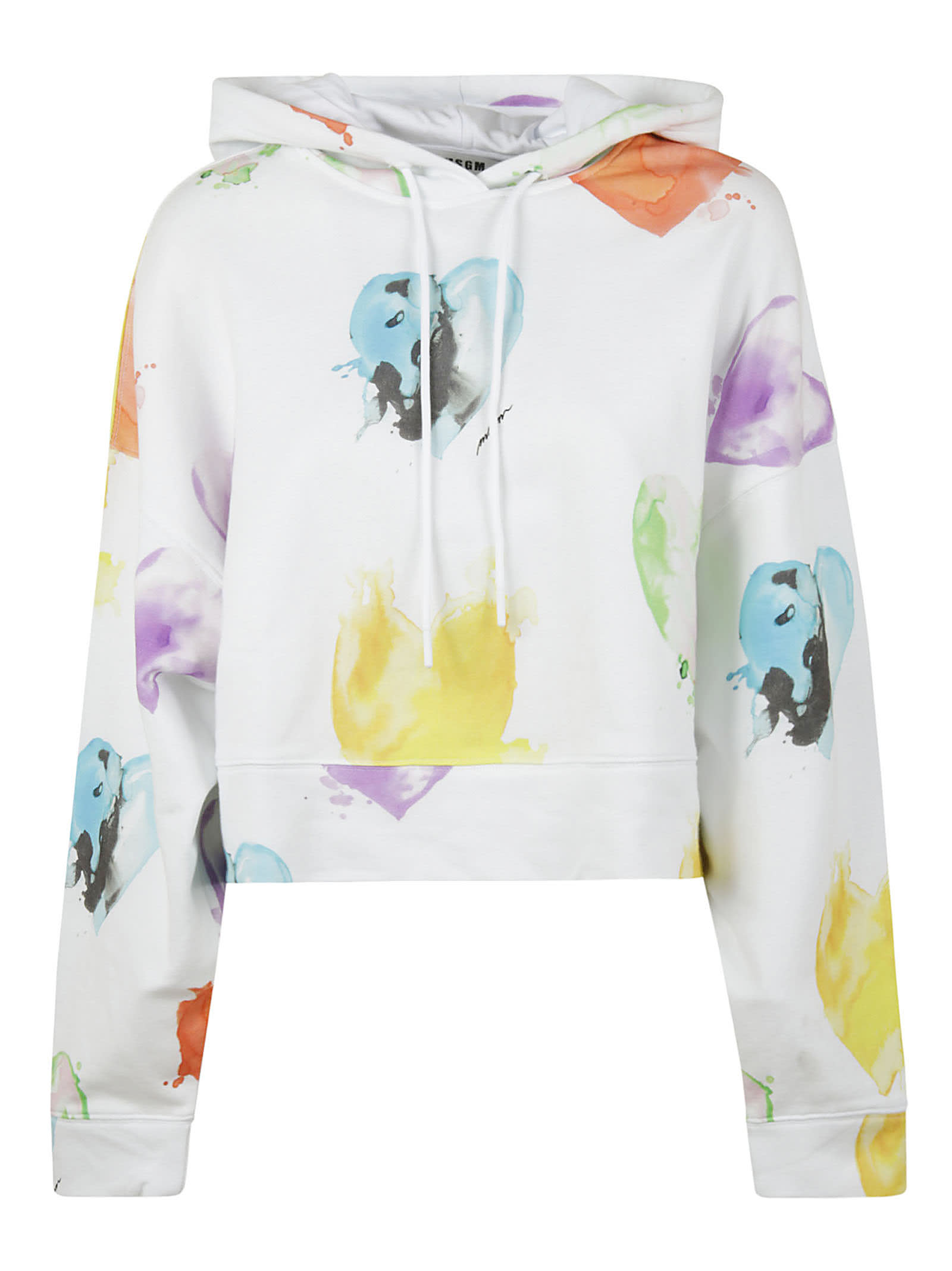 MSGM Heart Cropped Hoodie