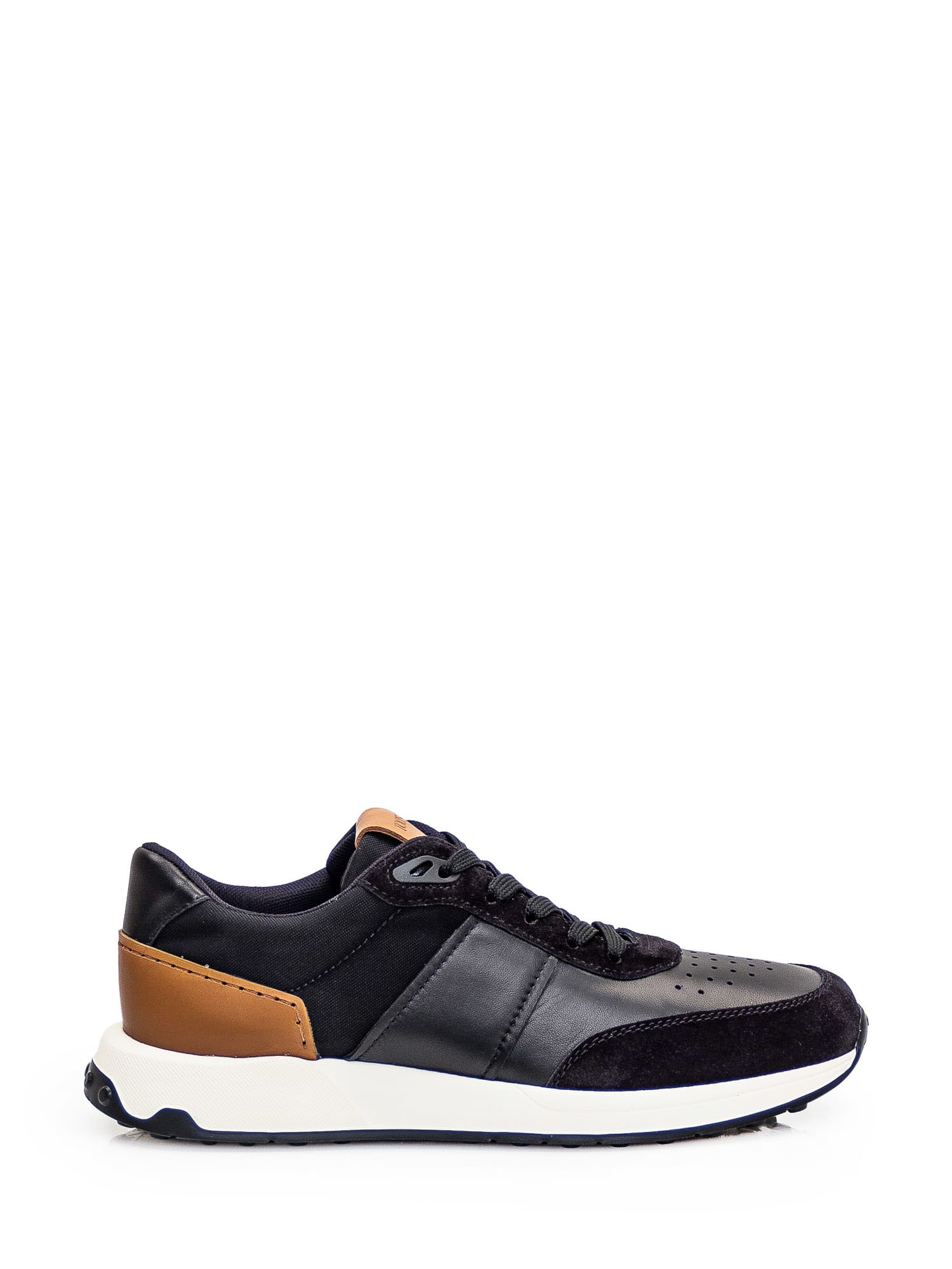 Shop Tod's Leather Sneaker In Nero-biscotto Ch