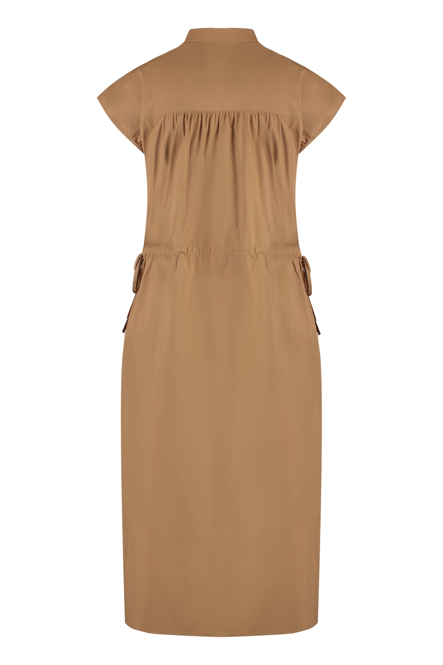 Yves Salomon Cotton Poplin Shirtdress In Camel