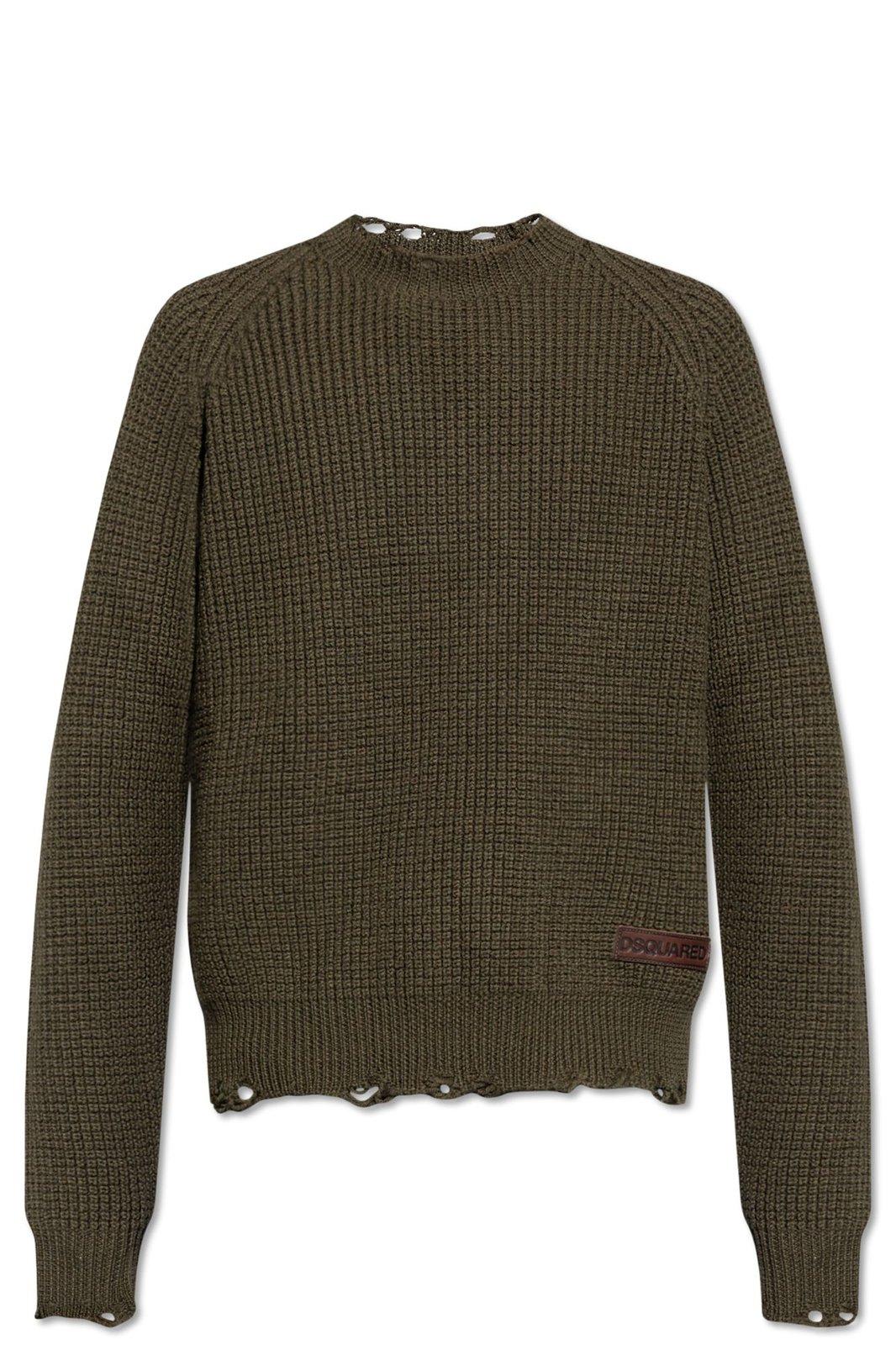 Shop Dsquared2 Round Neck Sleeved Sweater