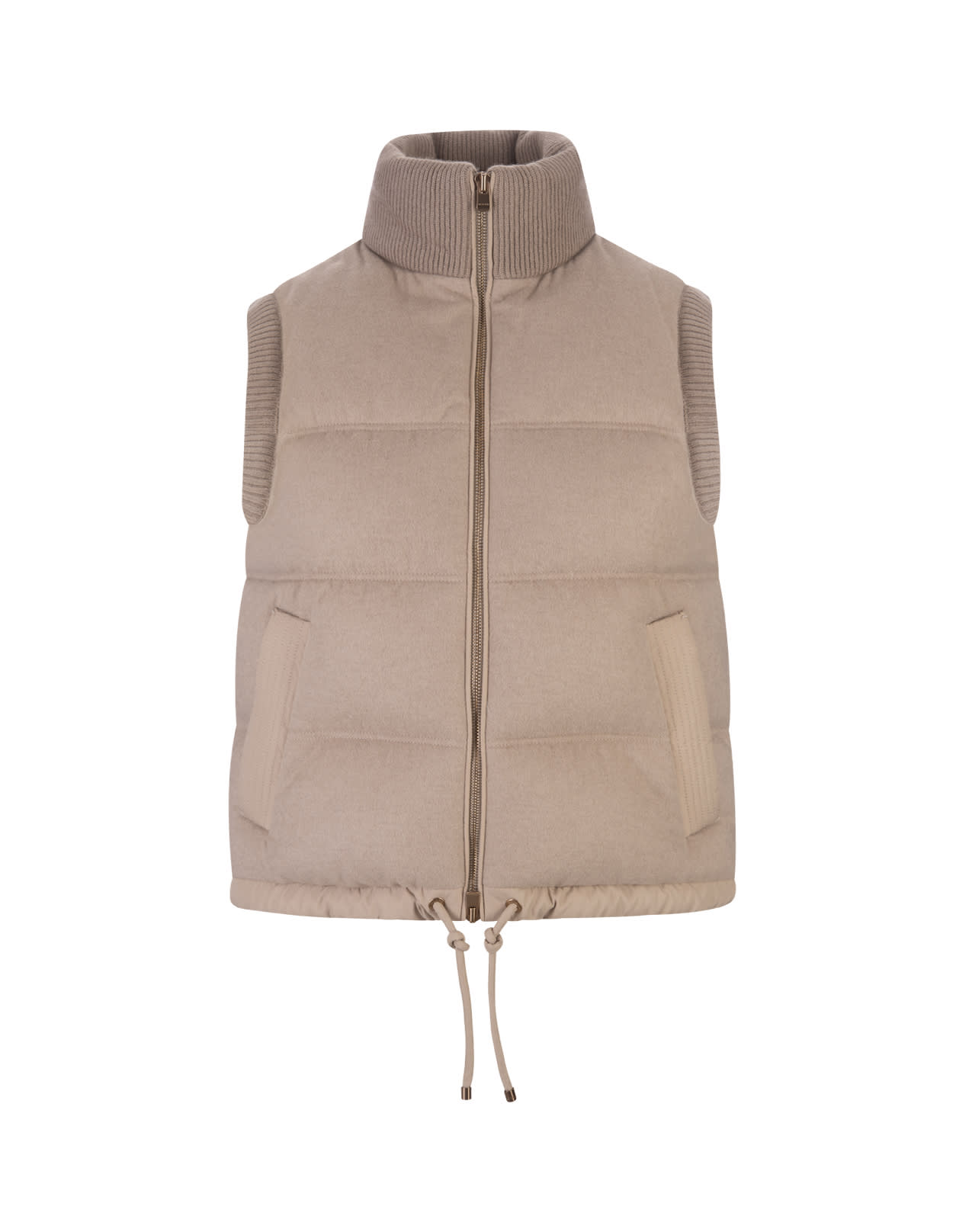 Shop Agnona Beige Cashmere Padded Gilet In Brown