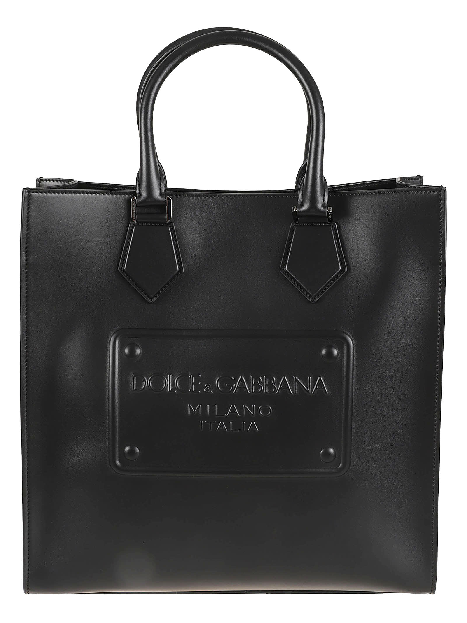 Dolce & Gabbana Logo Plaque Tote In Black