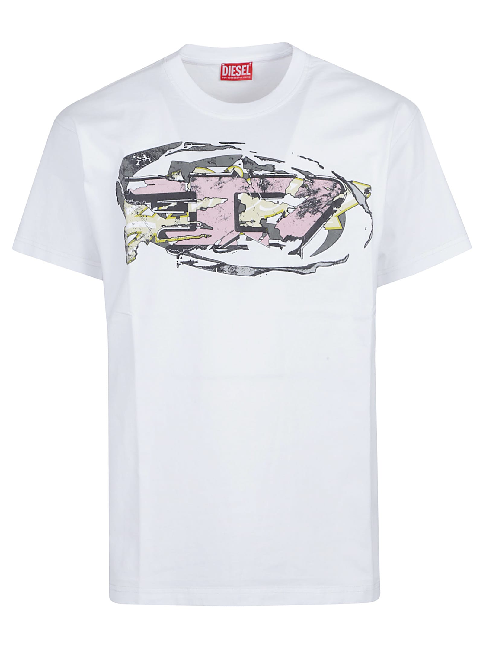 Diesel Norm Graphic Print Round Neck T-shirt In White