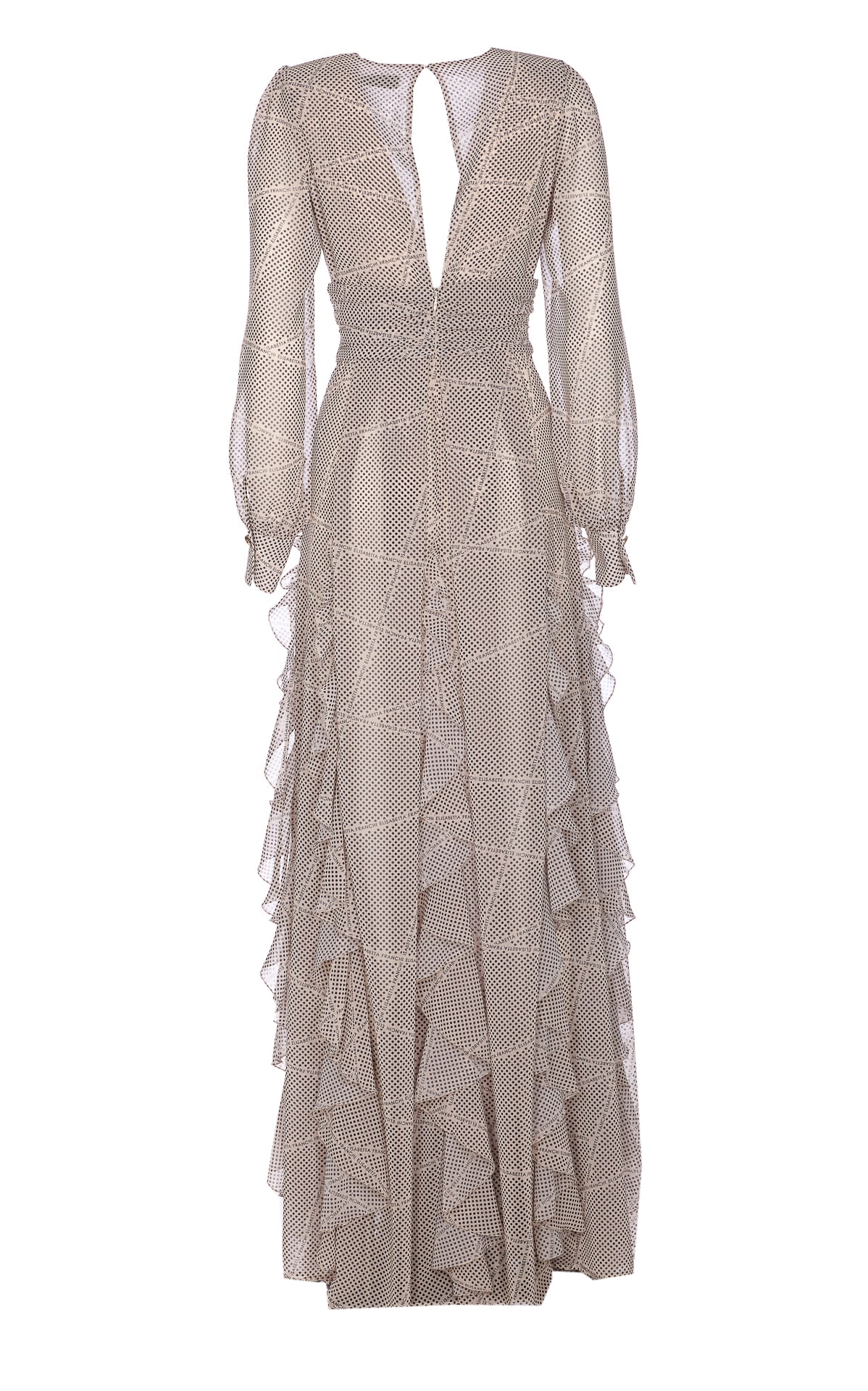 Elisabetta Franchi Red Carpet Georgette Dress With Polka Dots And Ribbons