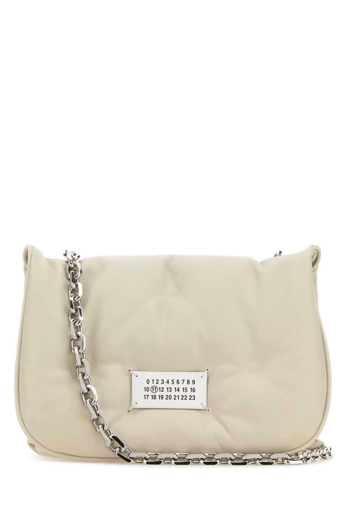 Shop Maison Margiela Chalk Nappa Leather Small Glam Slam Flap Crossbody Bag In Greige