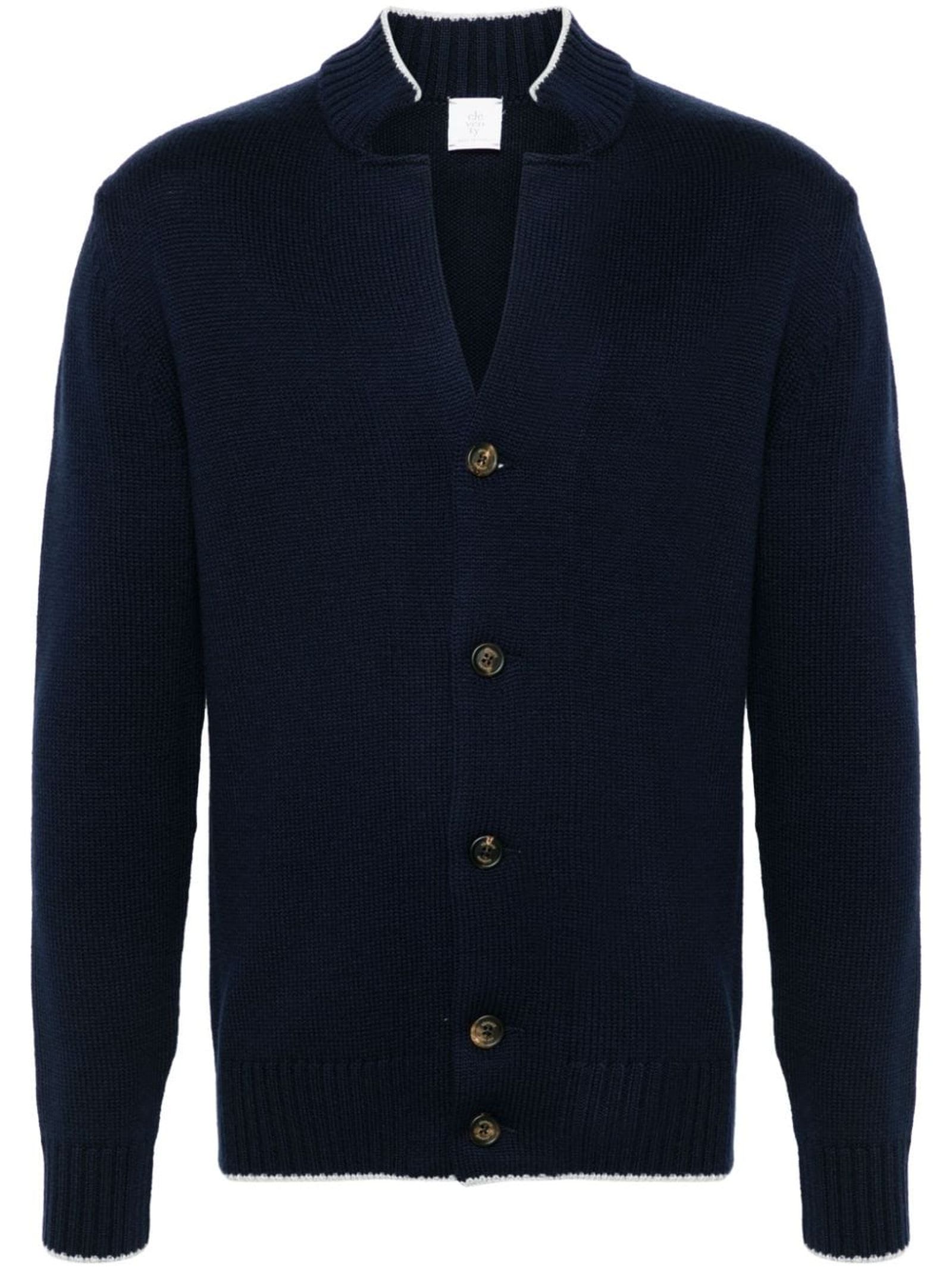 Navy Blue Wool Cardigan