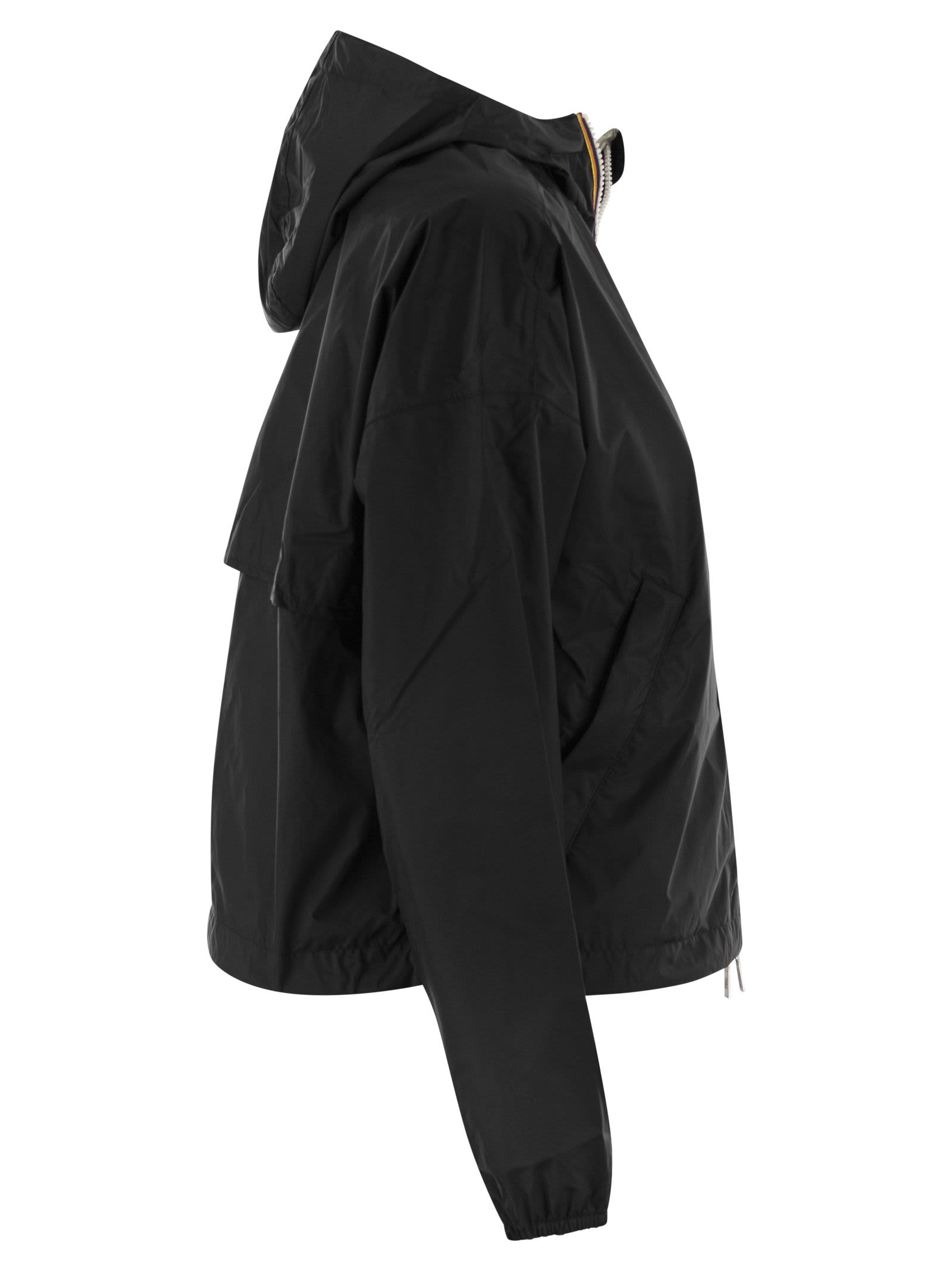Shop K-way Laurette Plus - Reversible Hooded Jacket In Black/beige