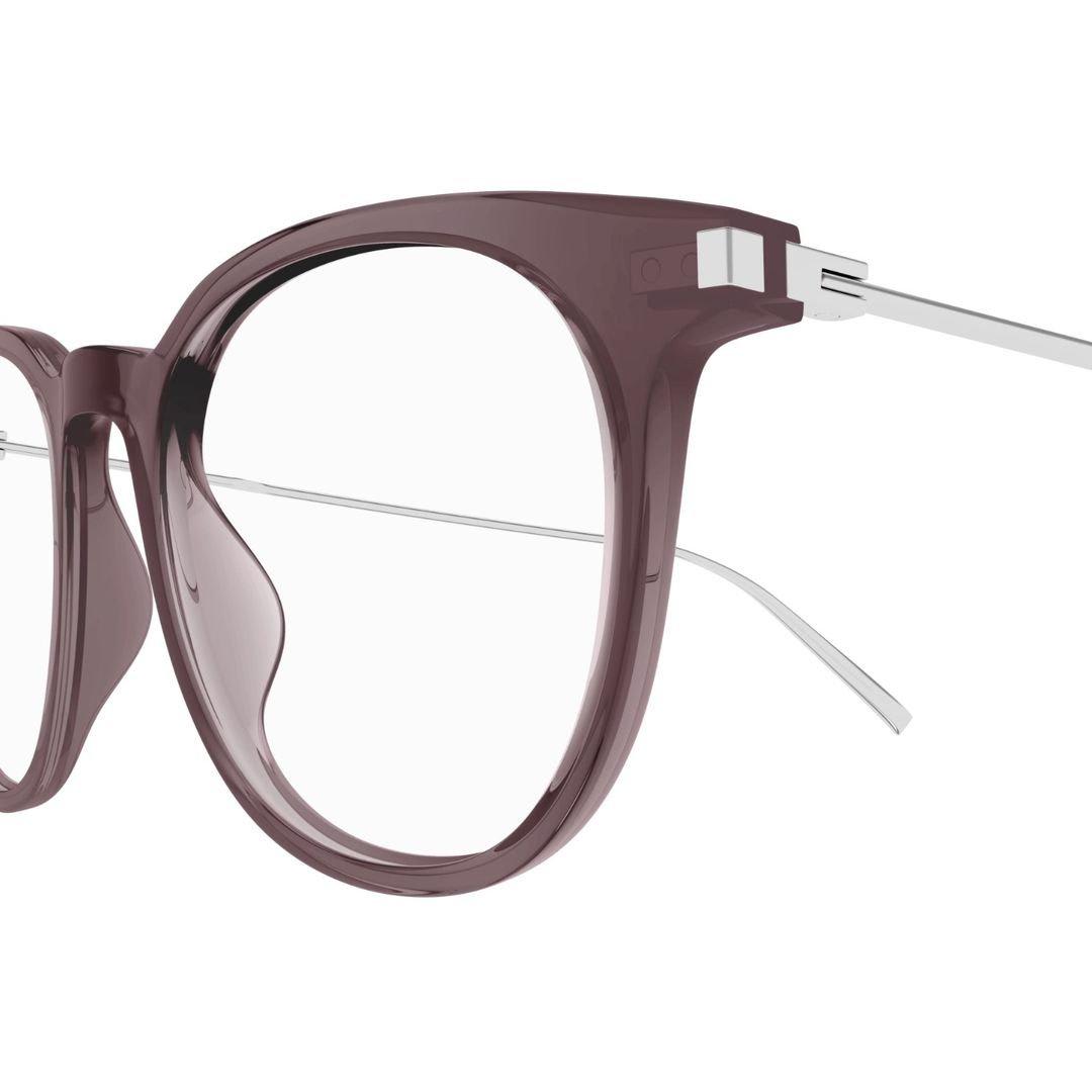 Saint Laurent Round Frame Glasses In 004 Brown Silver Transpar