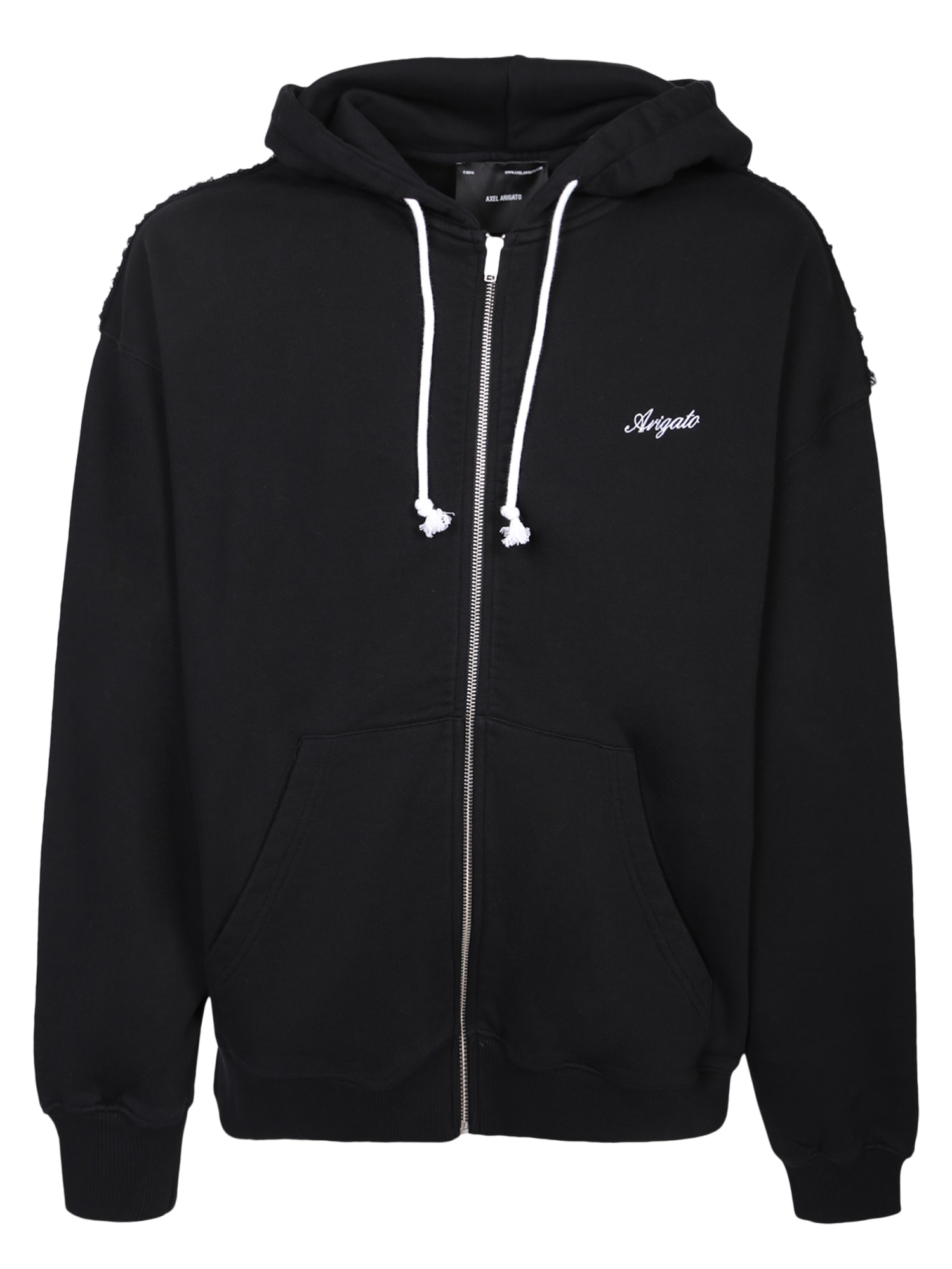 Shop Axel Arigato Embroidered-logo Zip Fastening Hoodie In Black