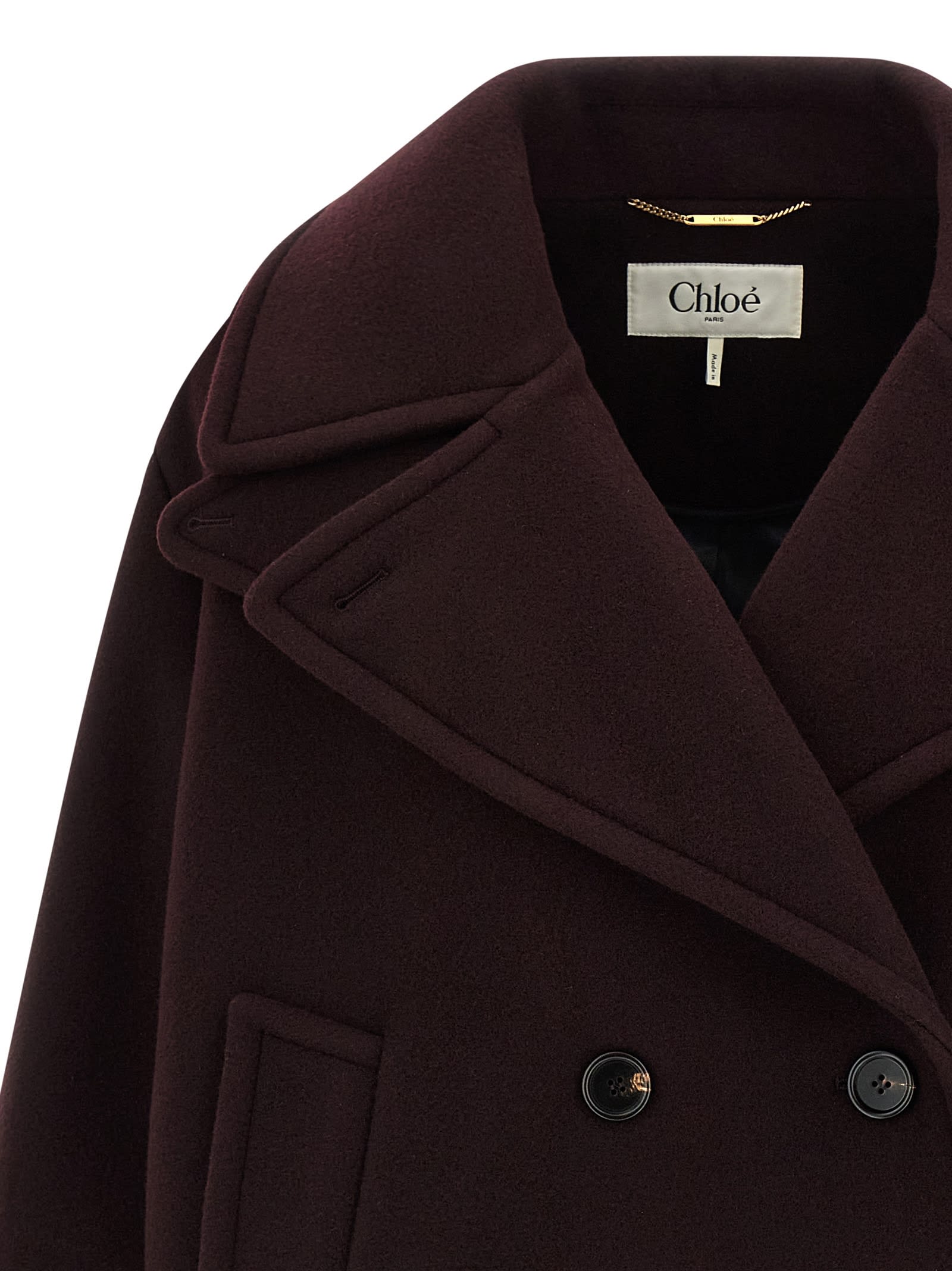 Chloé Double-breasted Short Coat Coats And Trench Coats Bordeaux In Burgundy