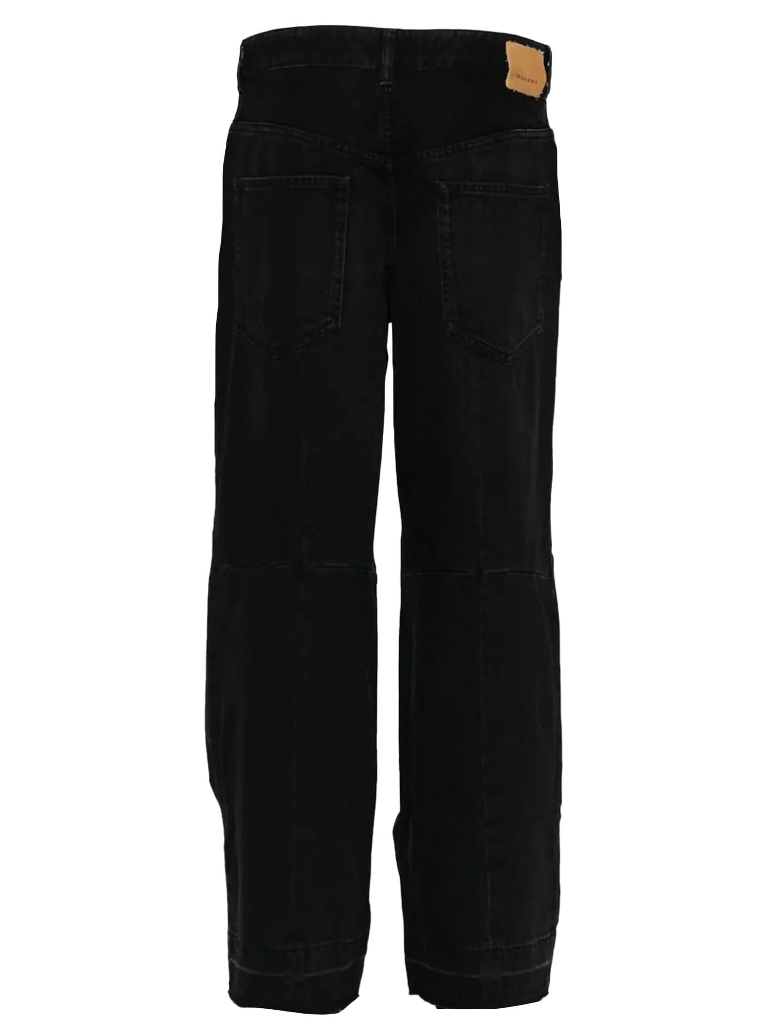 Shop Isabel Marant Black Cotton Blend Trousers