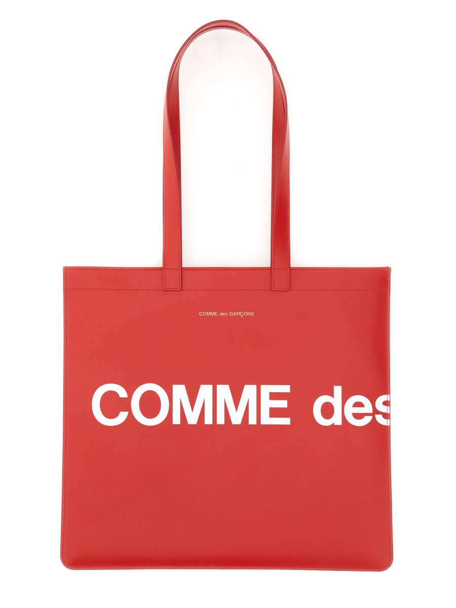 Shop Comme Des Garçons Huge Logo Tote Bag In Red