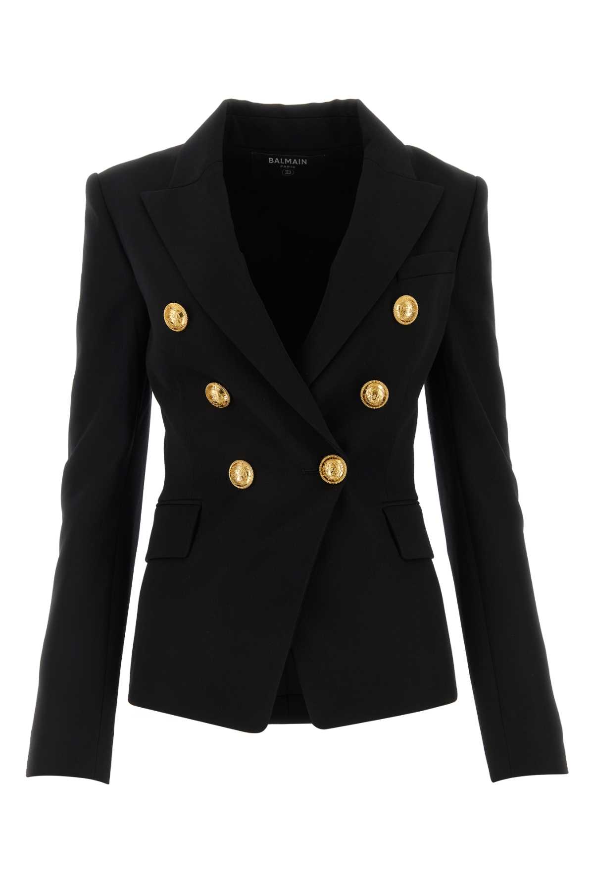 Shop Balmain Black Twill Blazer In Noir