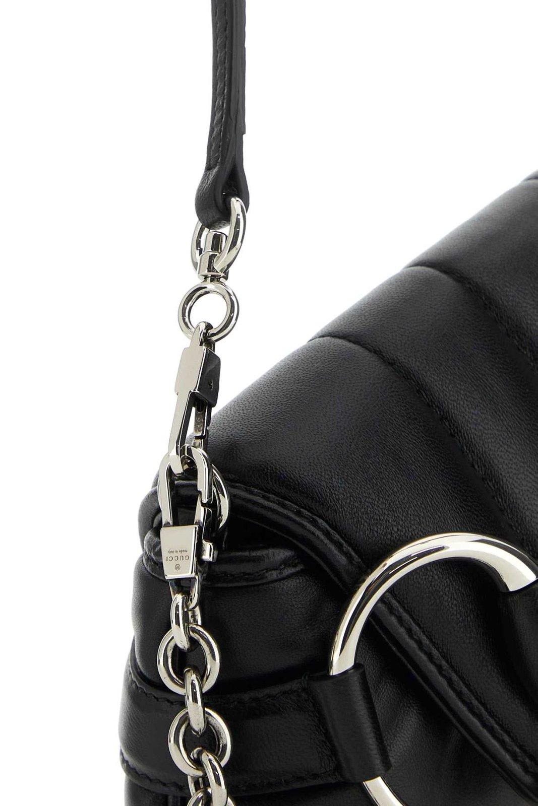 Shop Gucci Horsebit Chain Small Shoulder Bag In Black