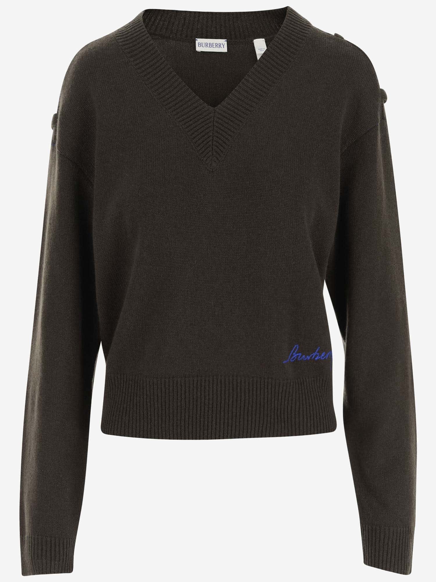 Shop Burberry Cashmere Pullover With Logo In Black