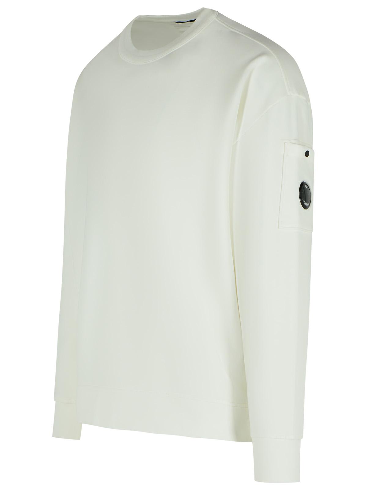 C.p. Company Lens-detail Crew-neck Sweatshirt In White