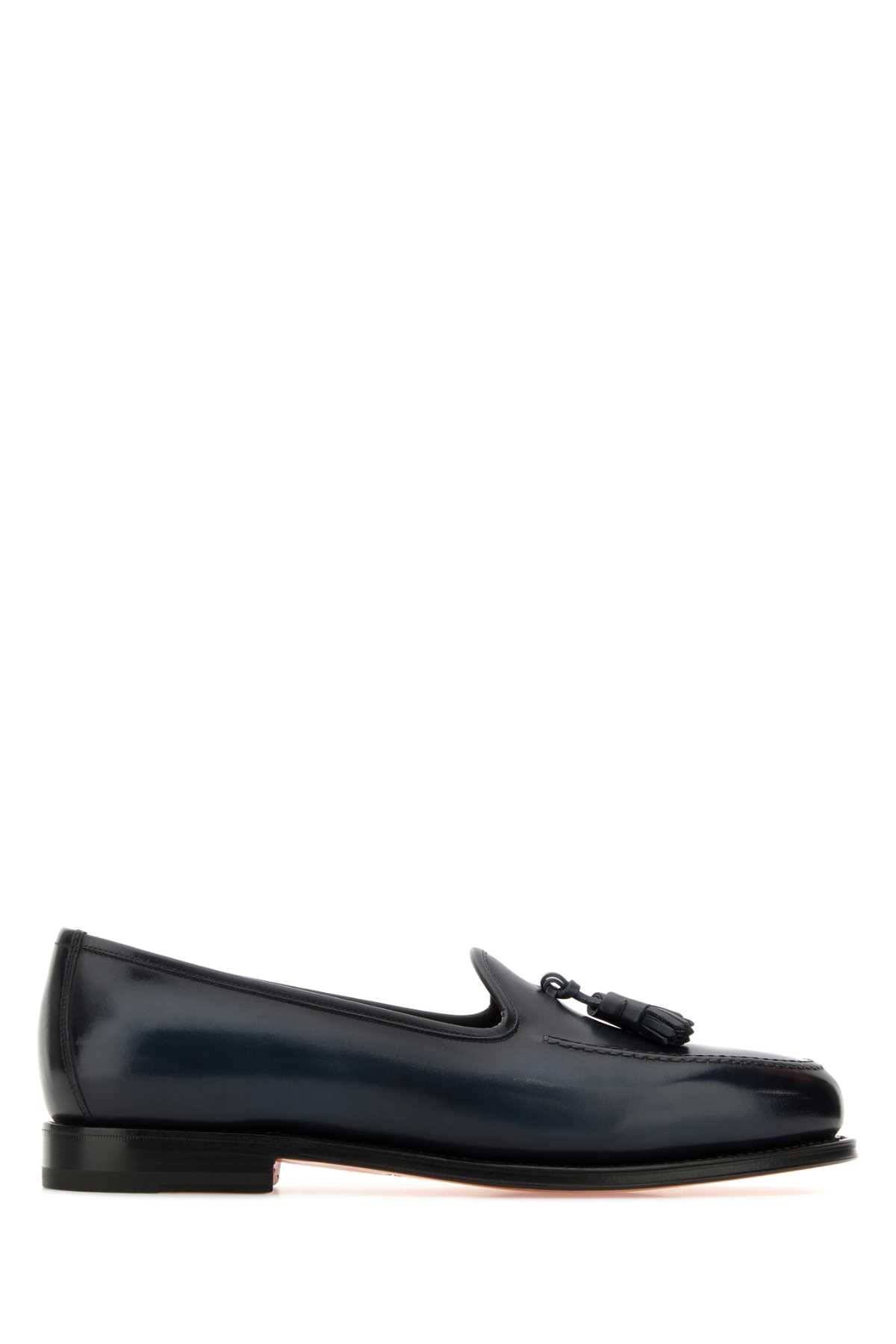 Dark Blue Leather Andrew Loafers