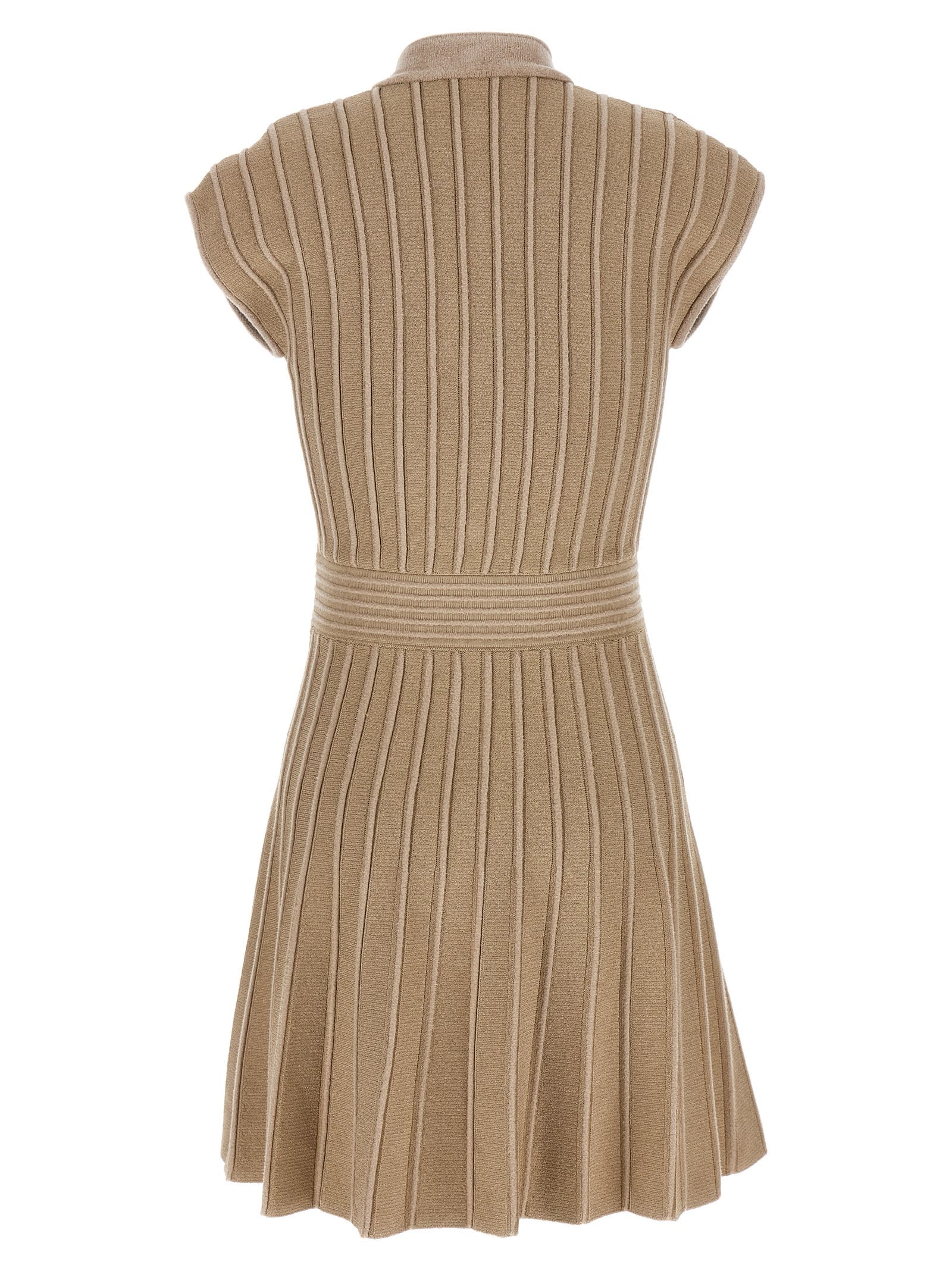 Shop Balmain Chiocciola Button Dress In Beige