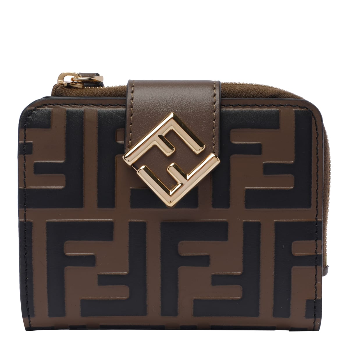 Shop Fendi Small Ff Diamonds Wallet In Brown